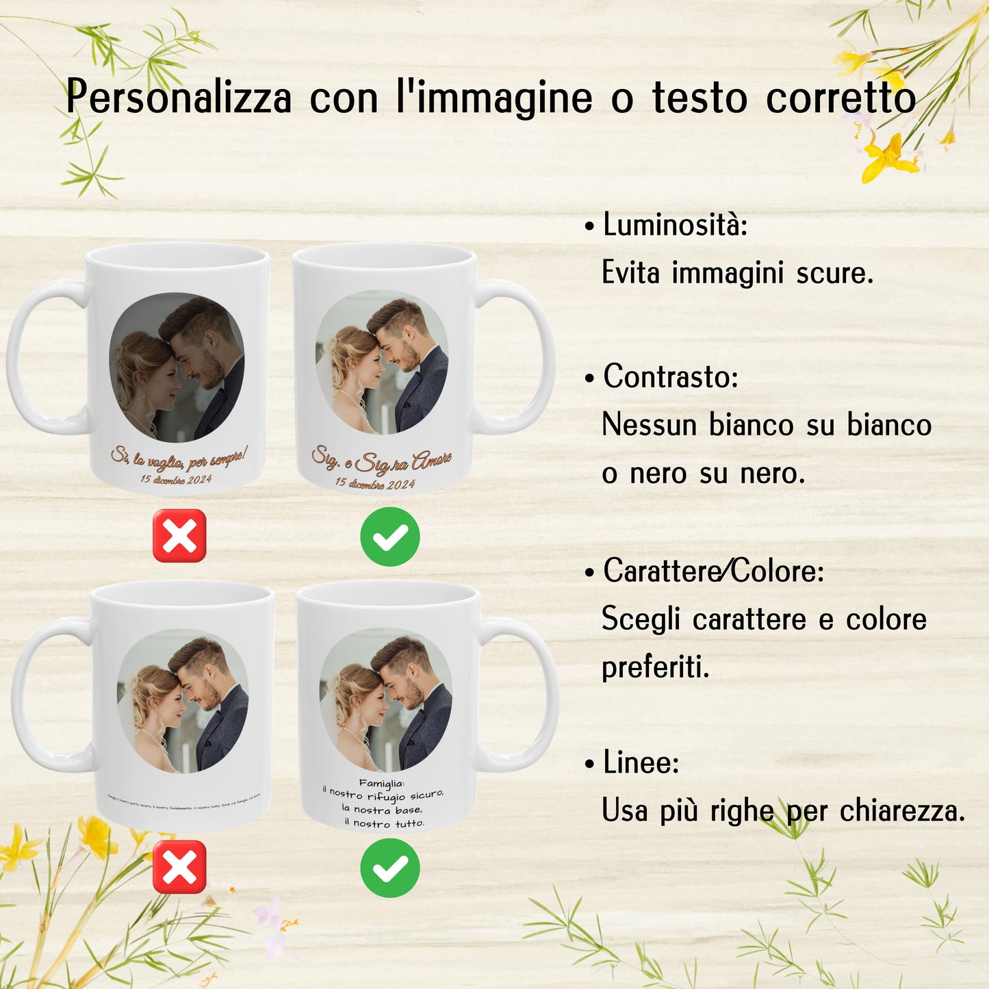 Tazza personalizzata, 325 ml Tutto bianco Design circolare Tazza da caffè in ceramica, Regalo personalizzato con foto, testo o logo