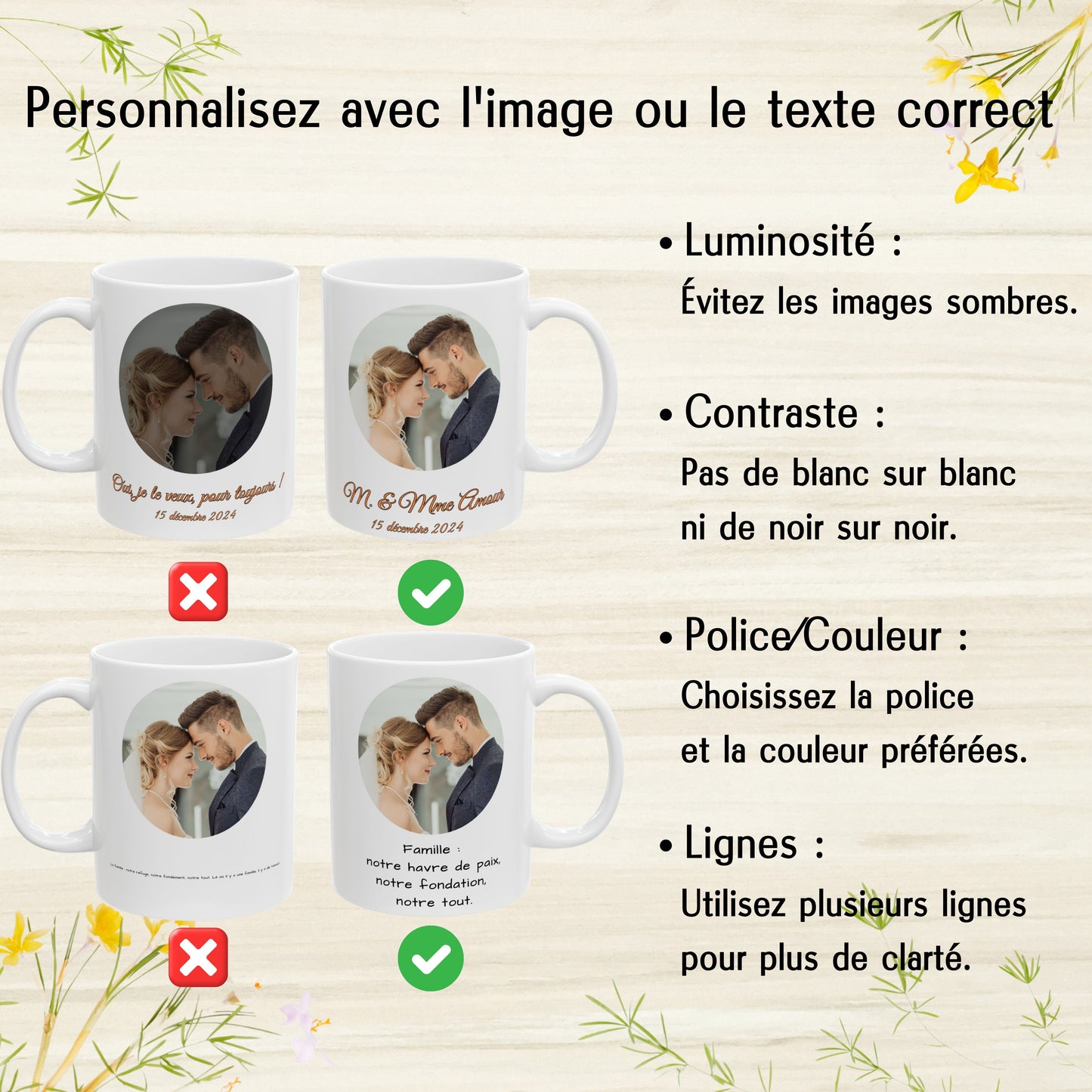 Tasse personnalisée, 325 ml, en céramique blanche avec motif circulaire, cadeau personnalisé avec photo, texte ou logo