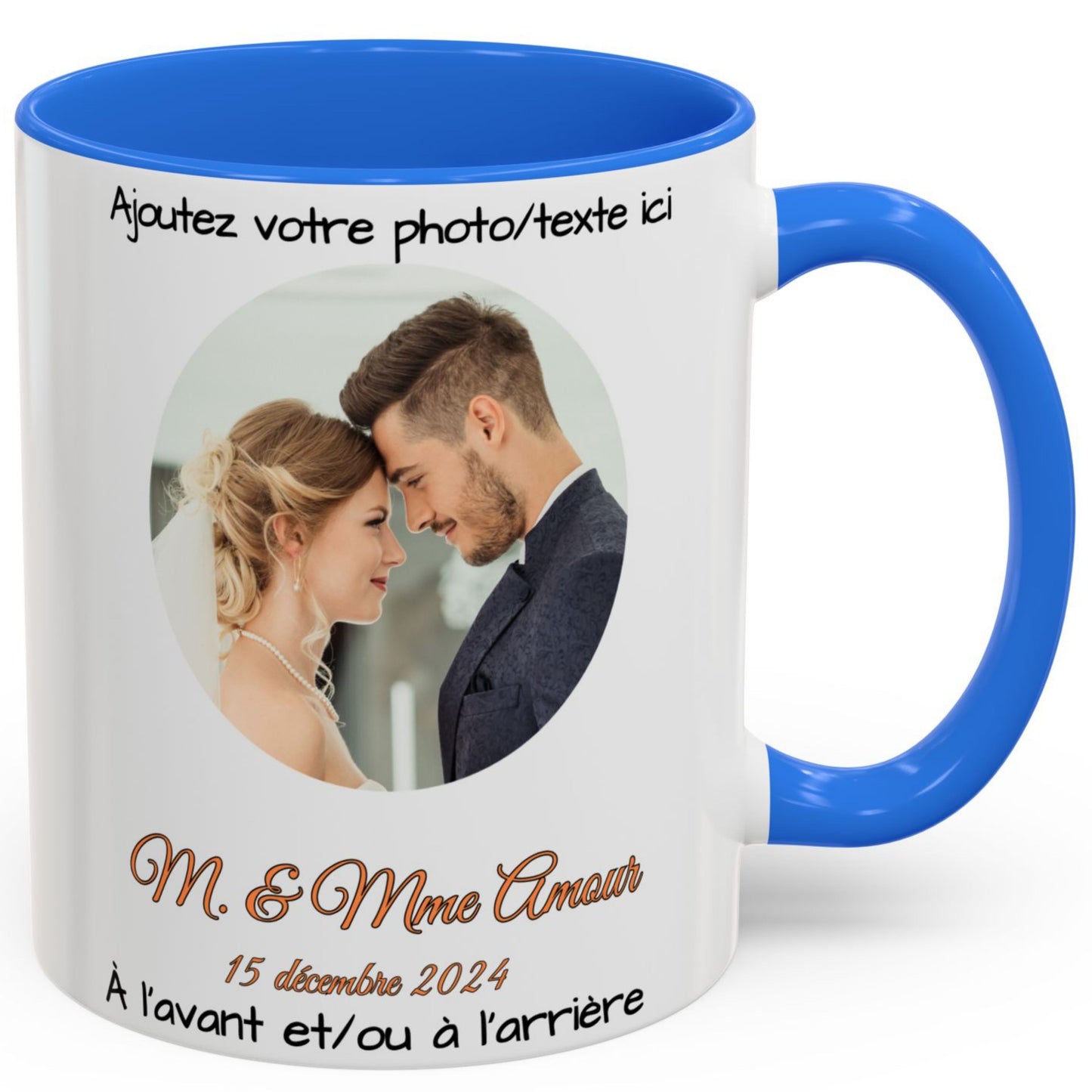 Individuelle Tasse, 325ml Weiß/Cambridge Blue Kreis-Design Keramiktasse, Personalisiertes Geschenk mit Foto, Text oder Logo