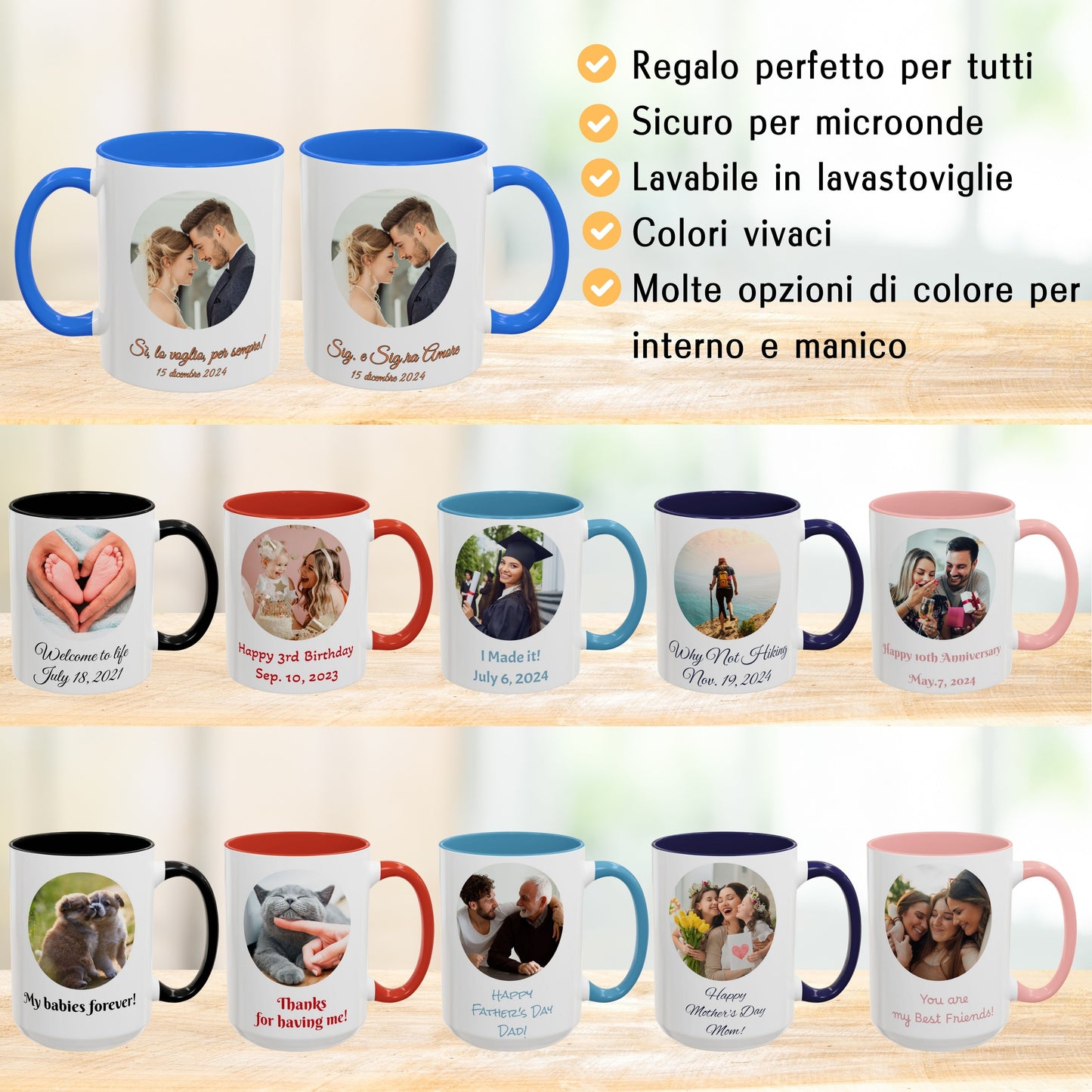 Personalisierte Tasse, 325 ml Weiß/Blau Cambridge Rundes Design Keramik-Kaffeetasse, personalisiertes Geschenk mit Foto, Text oder Logo