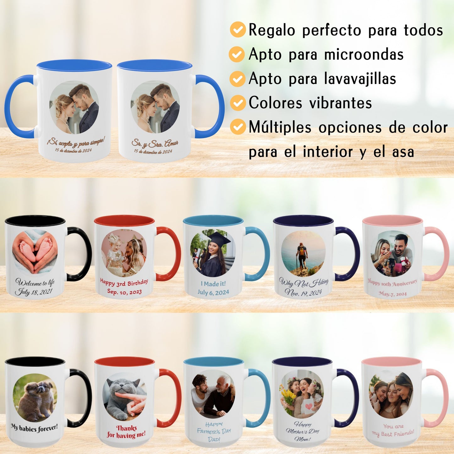 Taza personalizada, 325ml Blanco/azul Cambridge Diseño circular Cerámica Taza de café, Regalo personalizado con foto, texto o logo