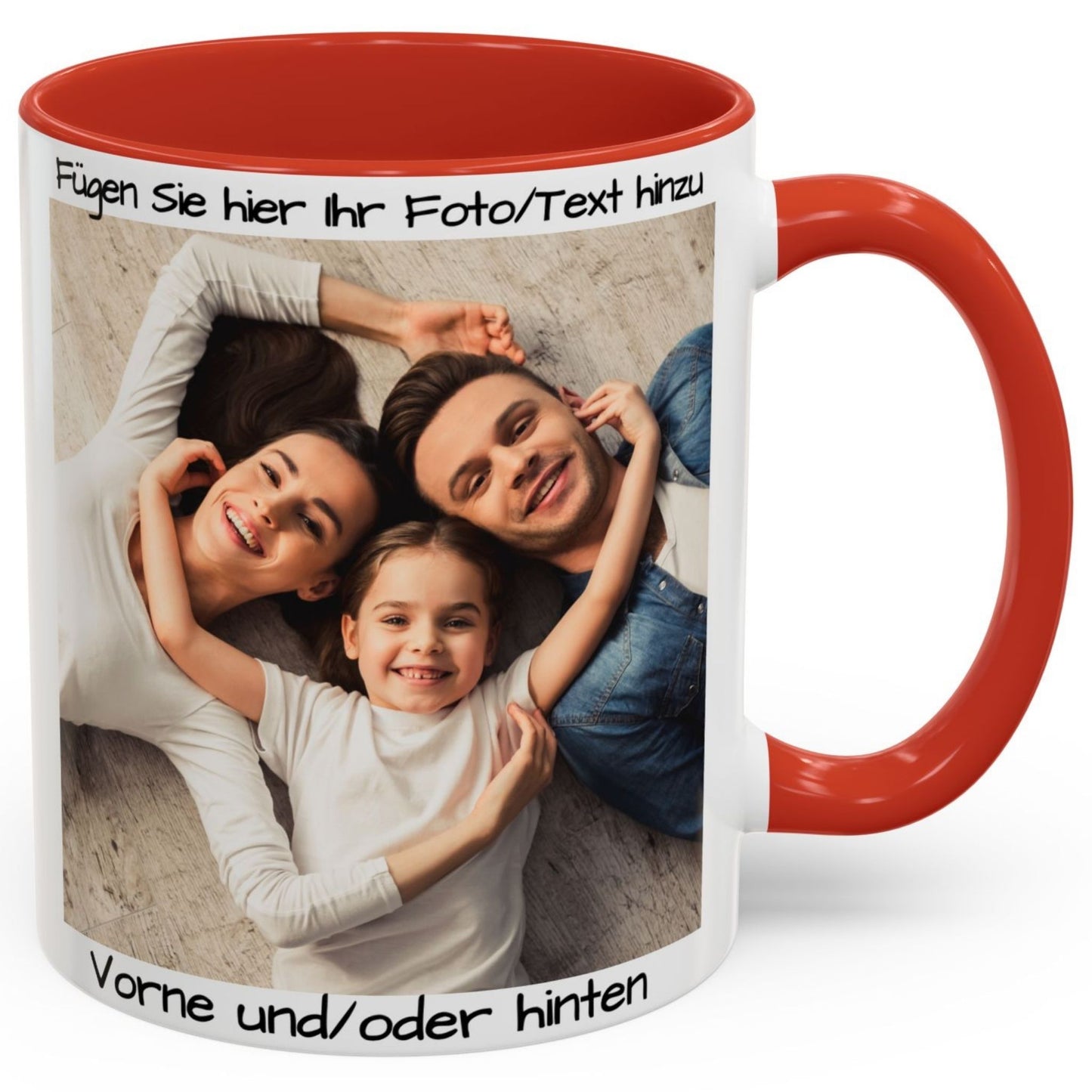 Custom Mug, 325ml White/Red Square Design Ceramic Coffee Mug, Personalized Gift with Photo, Text or Logo