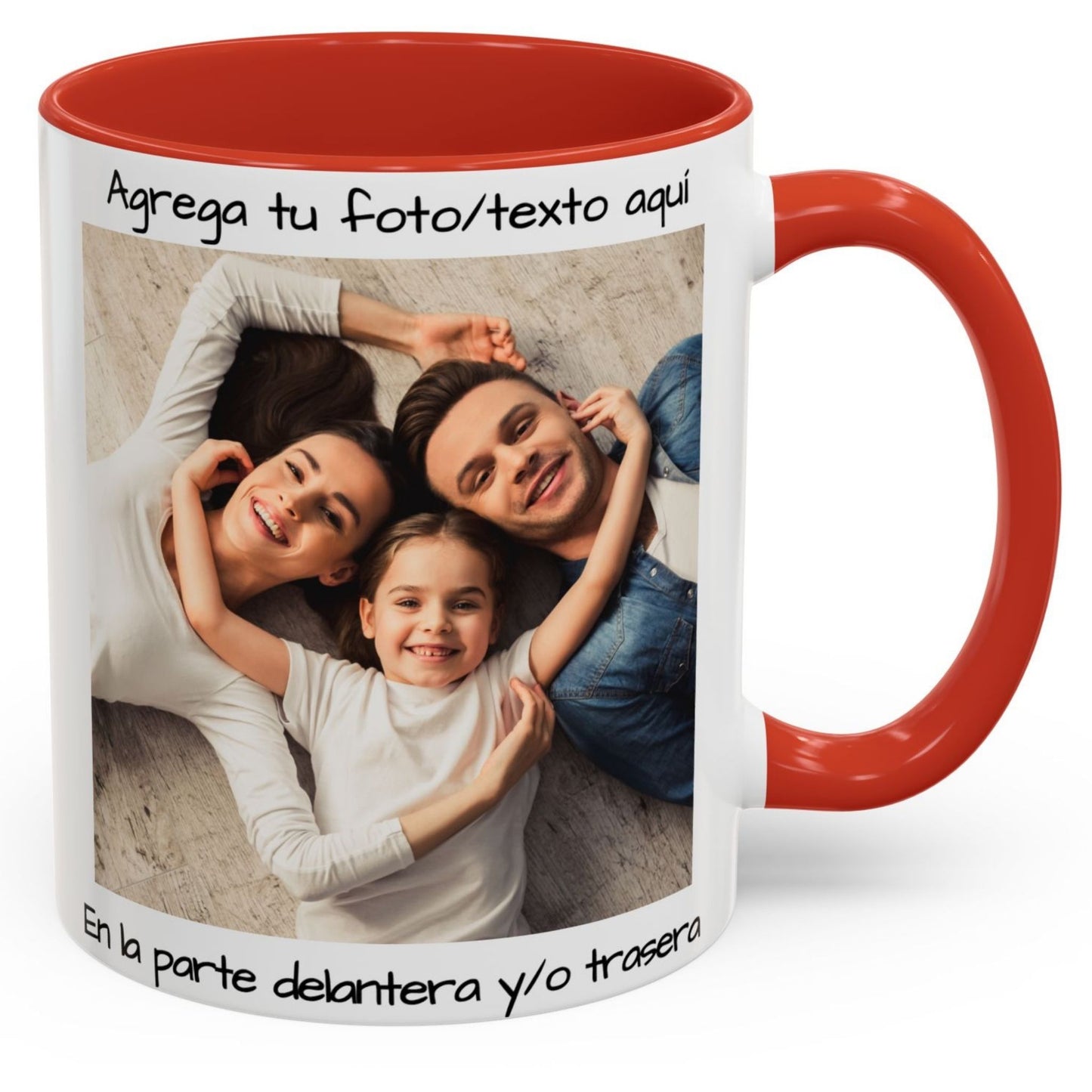 Mug personnalisé, 325ml Blanc/rouge Motif carré Céramique Tasse à café, Cadeau personnalisé avec photo, texte ou logo