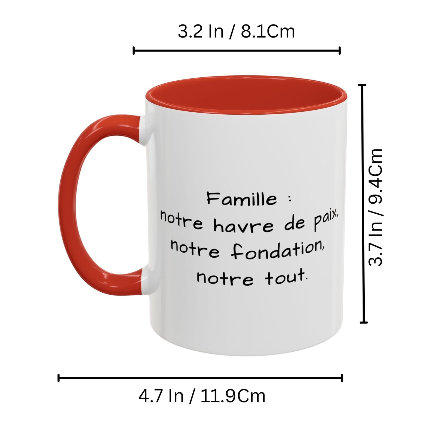 Mug personnalisé, Mug en céramique blanc/rouge à motif carré de 325 ml, Cadeau personnalisé avec photo, texte ou logo