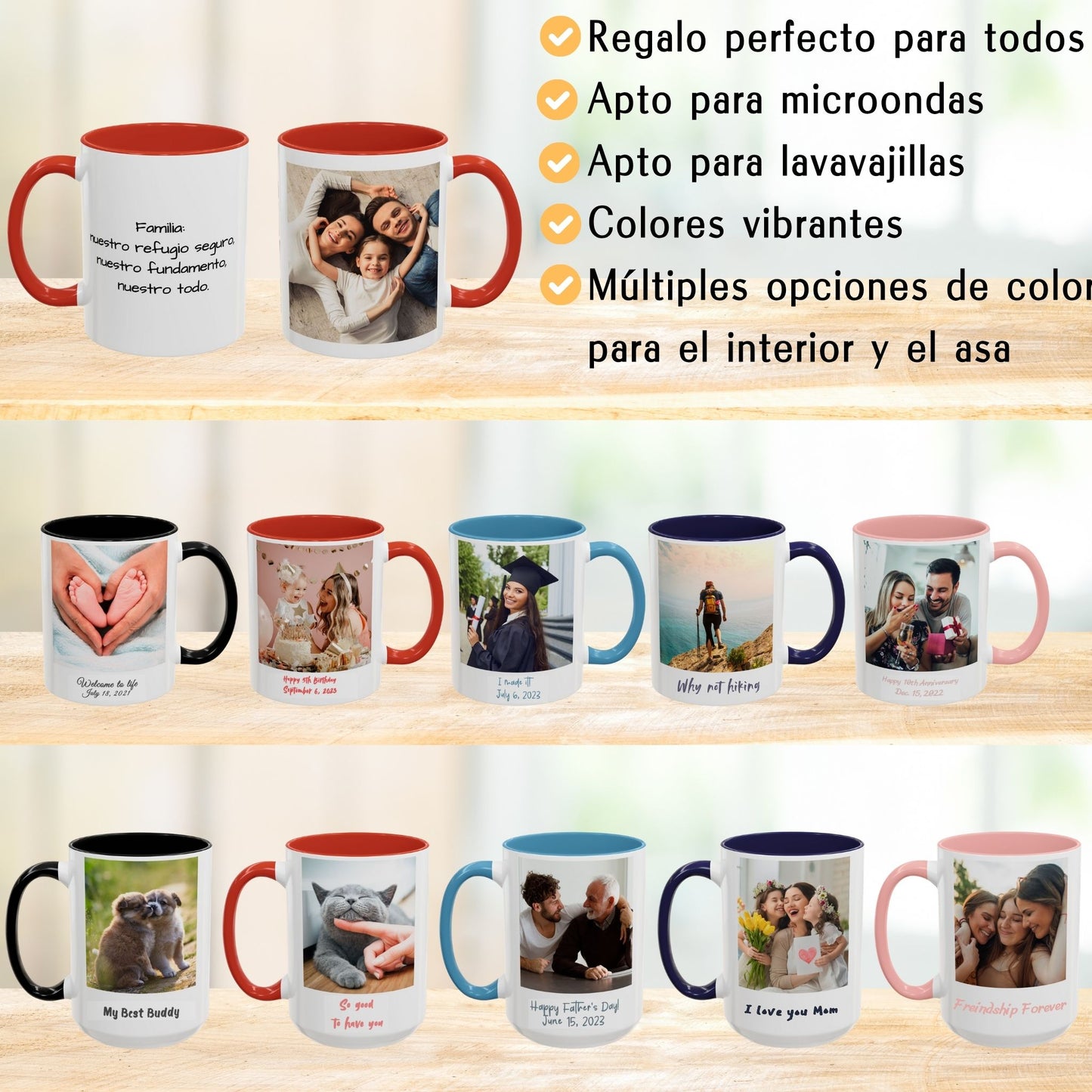 Mug personnalisé, 325ml Blanc/rouge Motif carré Céramique Tasse à café, Cadeau personnalisé avec photo, texte ou logo