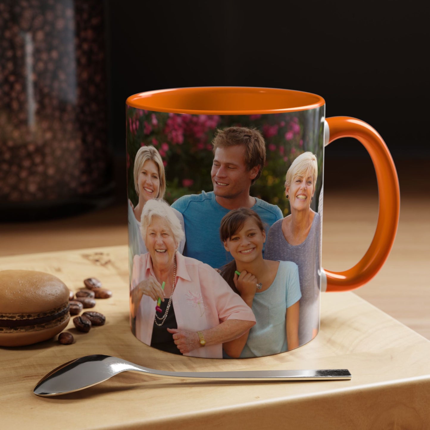 Personalisierte Tasse, 325 ml Weiß/Orange Umwickeltes Design Keramik Kaffeetasse, Personalisiertes Geschenk mit Foto, Text oder Logo