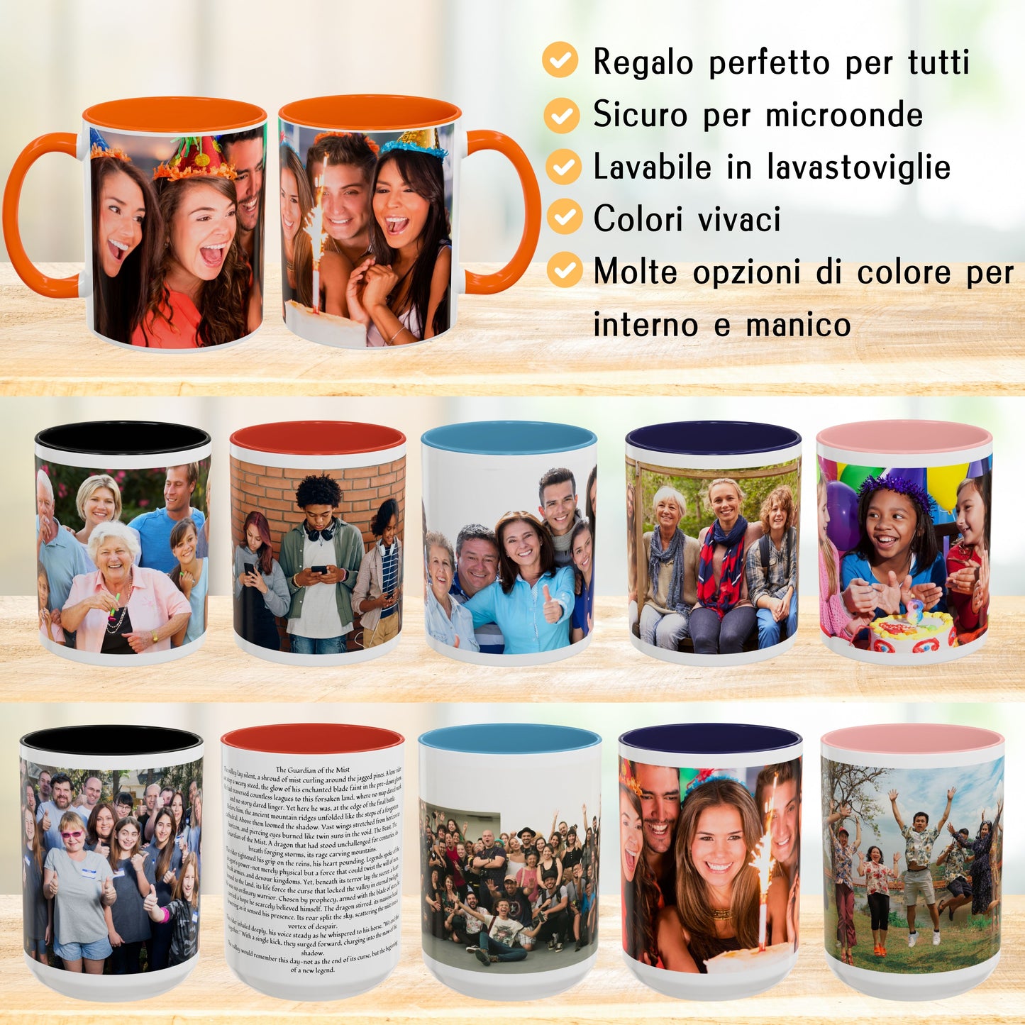 Personalisierte Tasse, 325 ml Weiß/Orange Umwickeltes Design Keramik Kaffeetasse, Personalisiertes Geschenk mit Foto, Text oder Logo