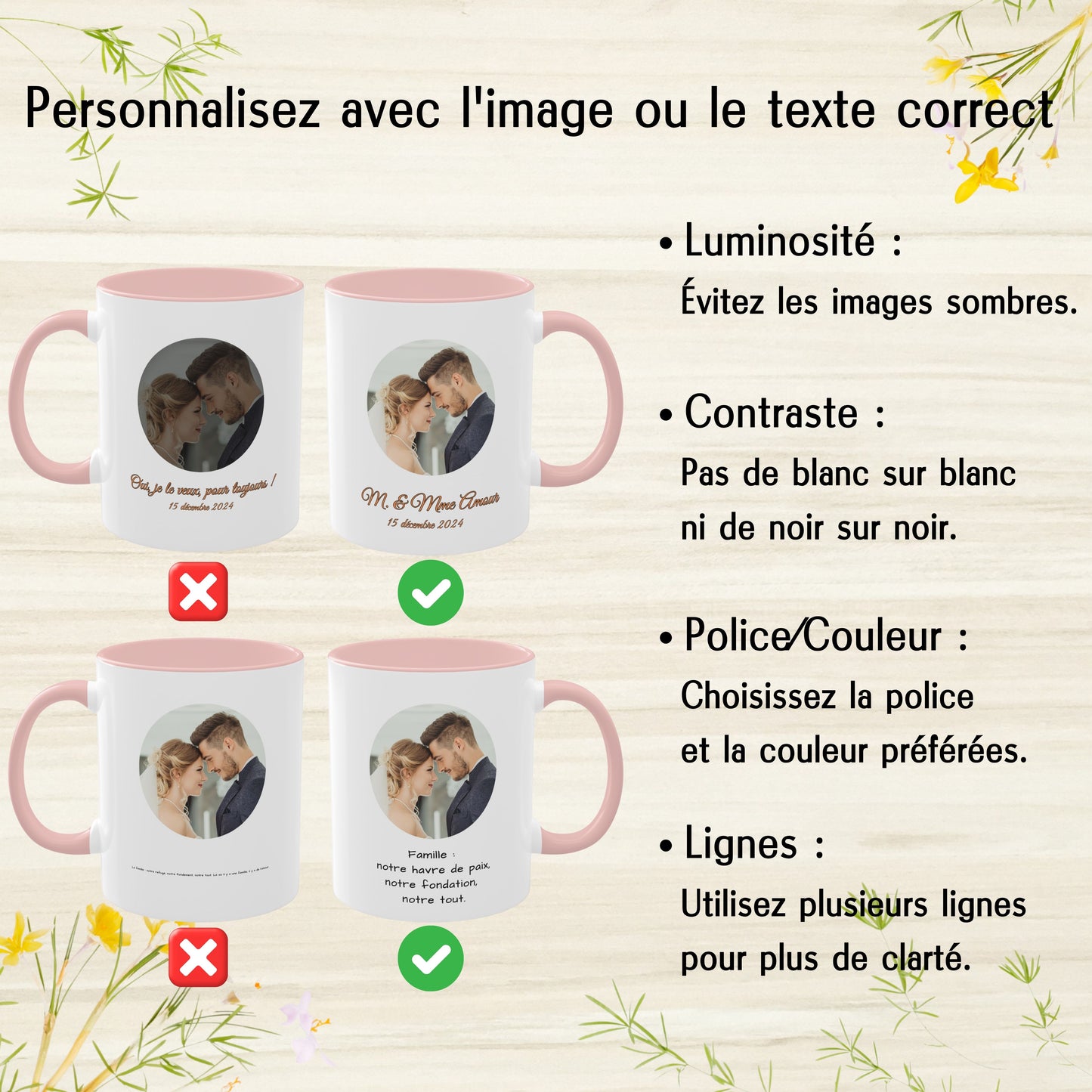 Individuelle Tasse, 325ml, weiß/pinkes Kreis-Design, Keramik-Kaffeetasse, personalisiertes Geschenk mit Foto, Text oder Logo