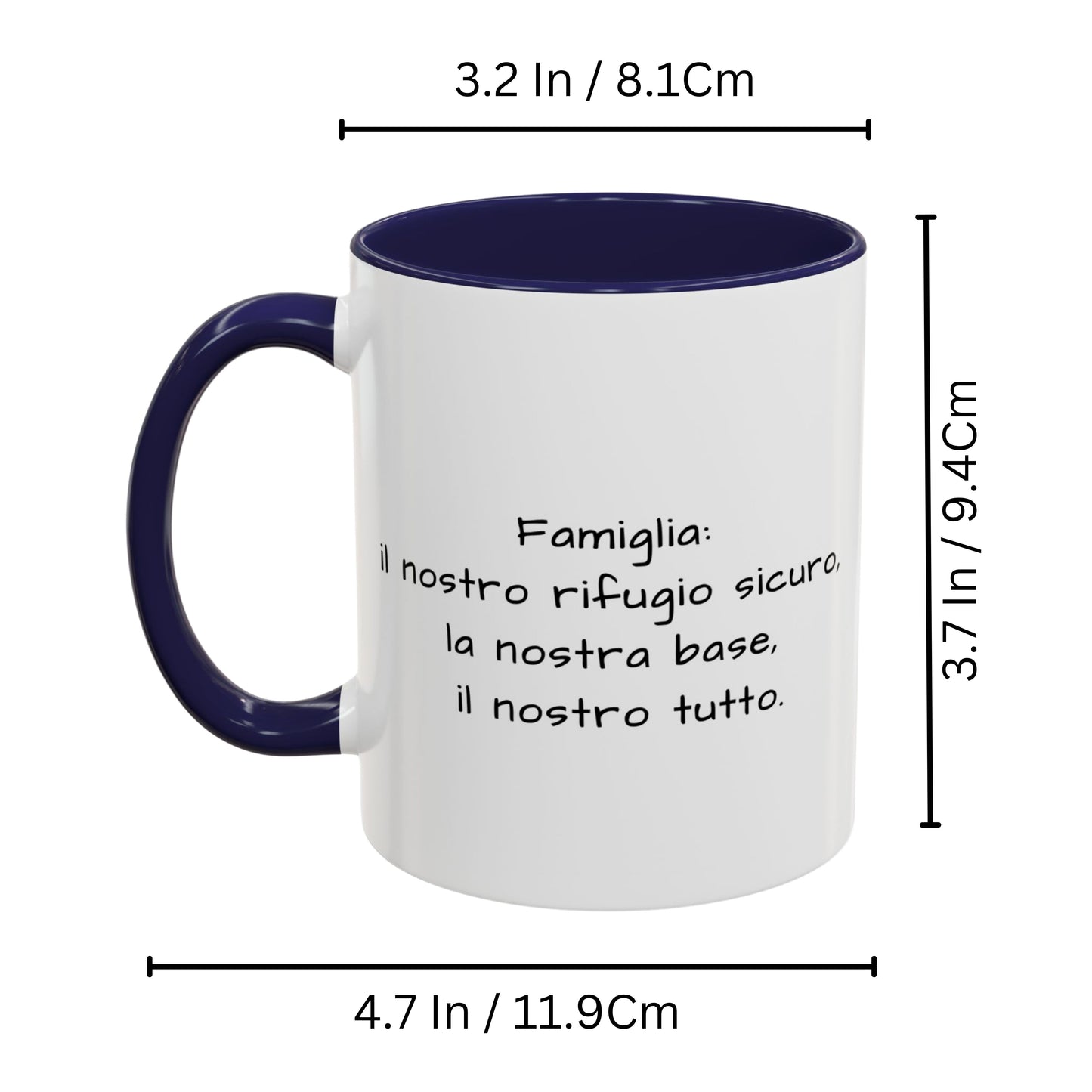Tazza personalizzata, 325 ml Bianco/blu navy Design quadrato Tazza da caffè in ceramica, Regalo personalizzato con foto, testo o logo
