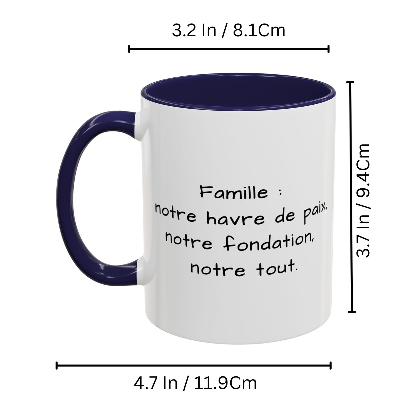 Mug personnalisé, Mug à café en céramique blanc/bleu marine de 325 ml à motif carré, Cadeau personnalisé avec photo, texte ou logo