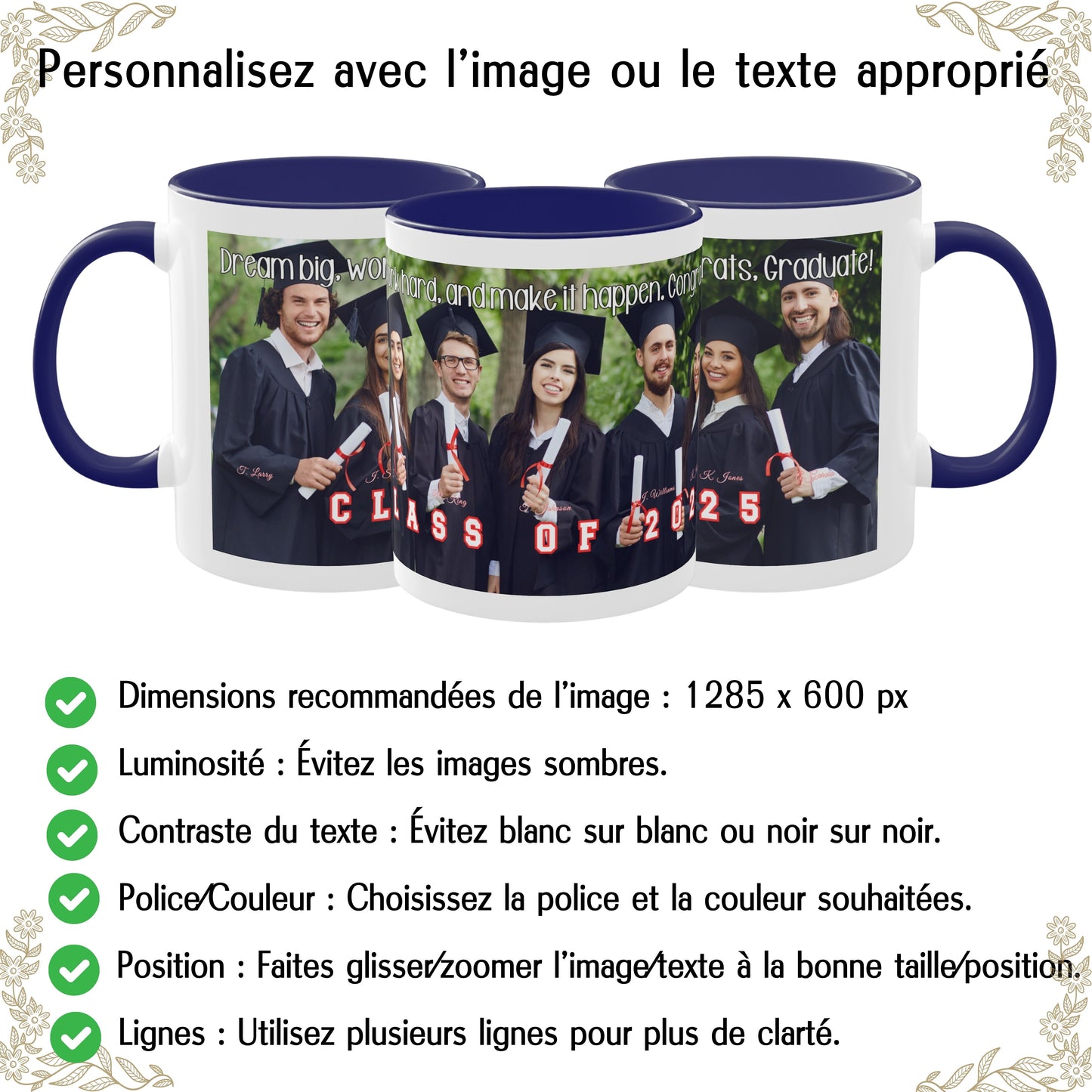Tasse mit individuellem Design, 325 ml, weiß/blau, vollflächiges Design, Keramik-Kaffeetasse, personalisiertes Geschenk mit Foto, Text oder Logo