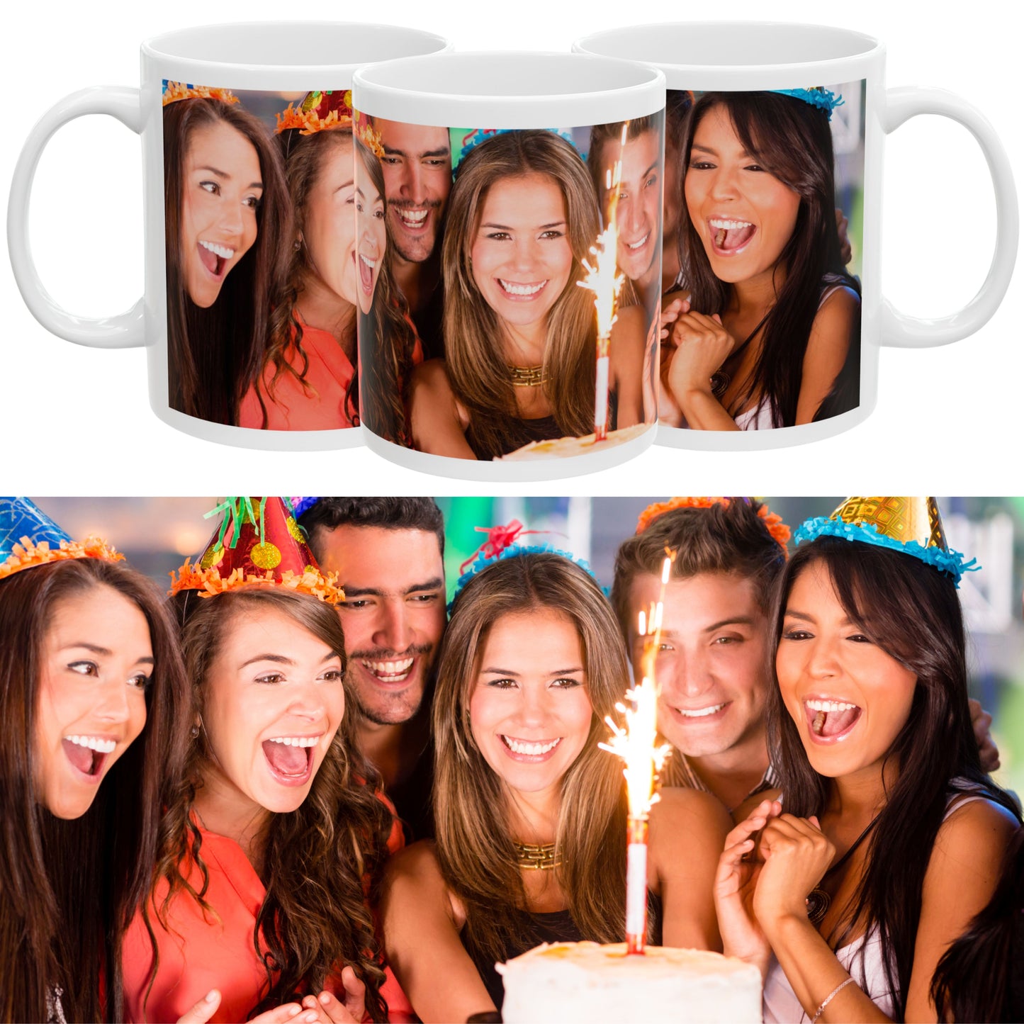 Taza personalizada, 325ml Todo blanco Diseño envolvente Cerámica Taza de café, Regalo personalizado con foto, texto o logo