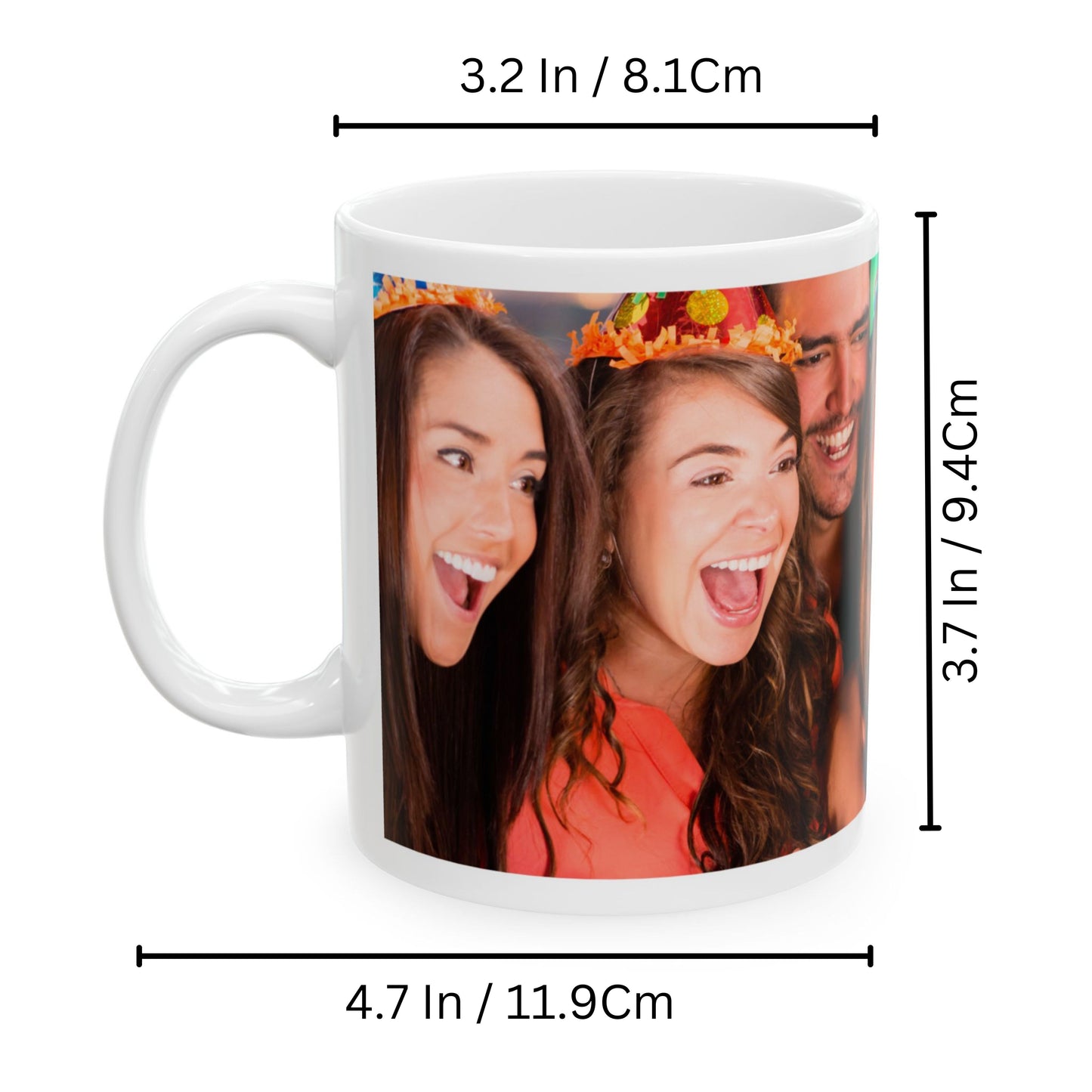 Tazza personalizzata, 325 ml Tutto bianco Design avvolgente Tazza da caffè in ceramica, Regalo personalizzato con foto, testo o logo