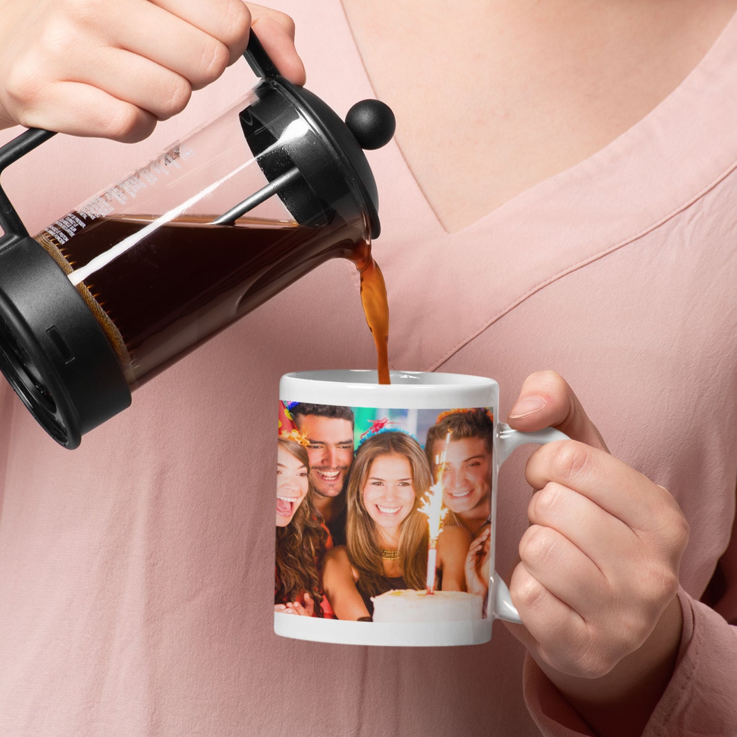 Tasse mit individuellem Design, 325ml Kaffeetasse aus Keramik, weiß, mit vollflächigem Design, personalisiertes Geschenk mit Foto, Text oder Logo