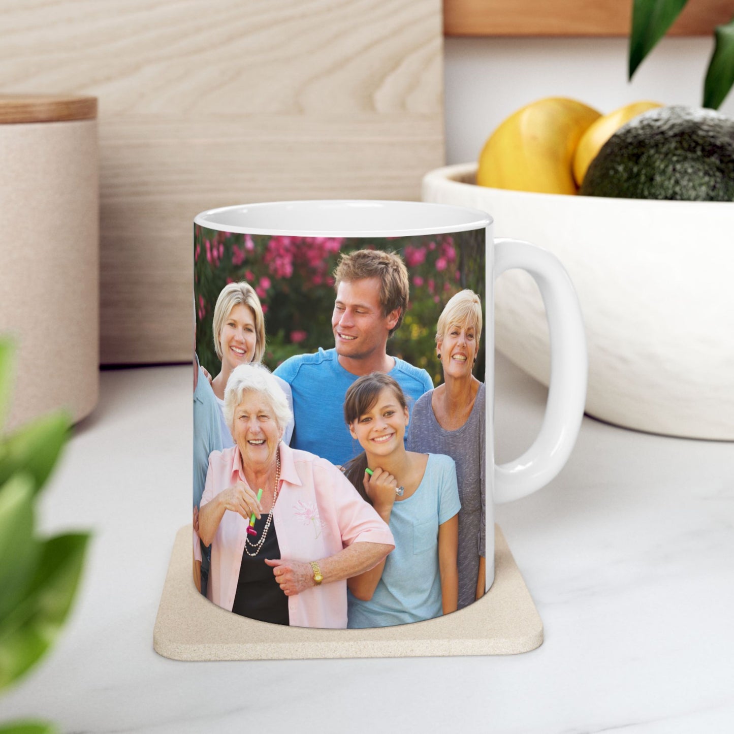 Mug personnalisé, Mug à café en céramique blanc de 325 ml avec motif enveloppant, Cadeau personnalisé avec photo, texte ou logo