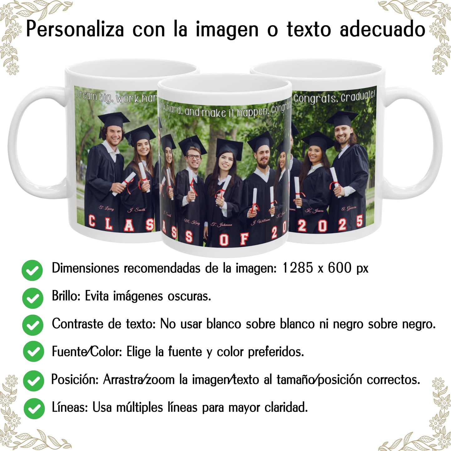 Taza personalizada, 325ml Todo blanco Diseño envolvente Cerámica Taza de café, Regalo personalizado con foto, texto o logo