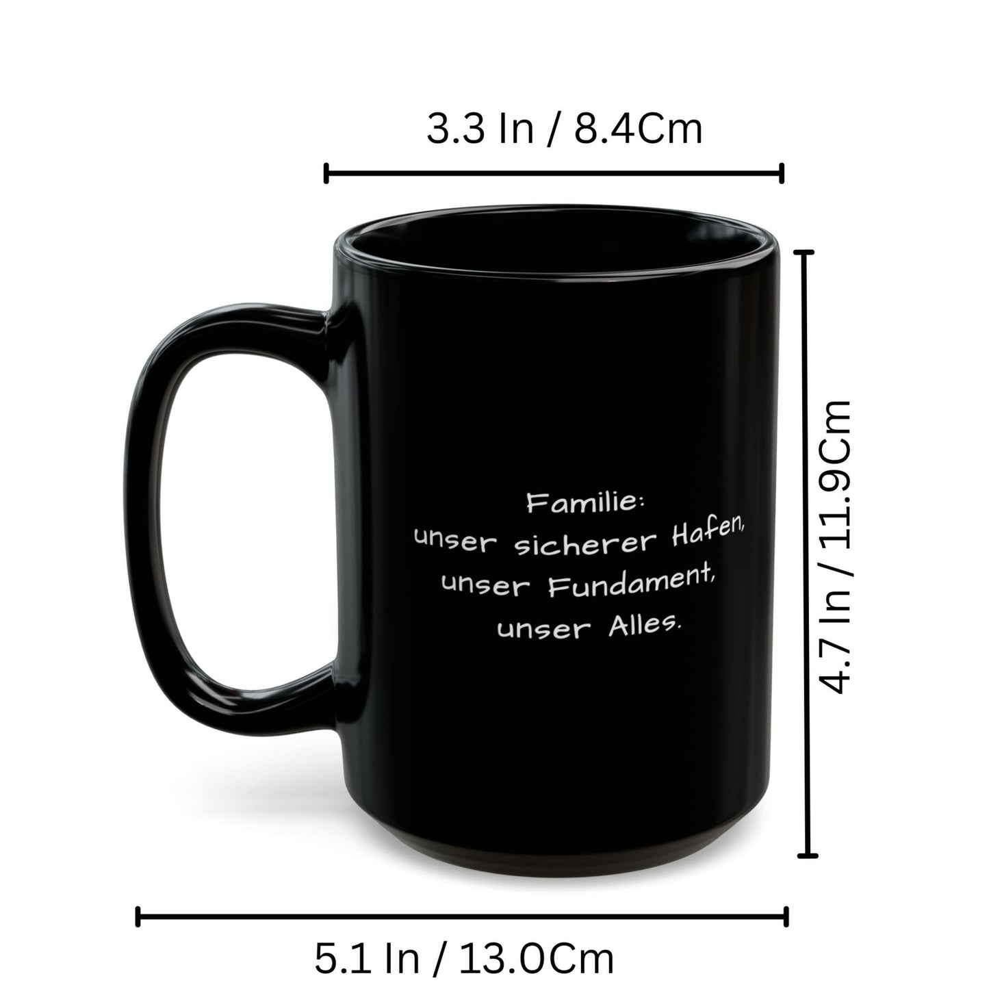 Mug personnalisé, Mug en céramique noir mat de 425 ml, Design carré, Cadeau personnalisé avec photo, texte ou logo