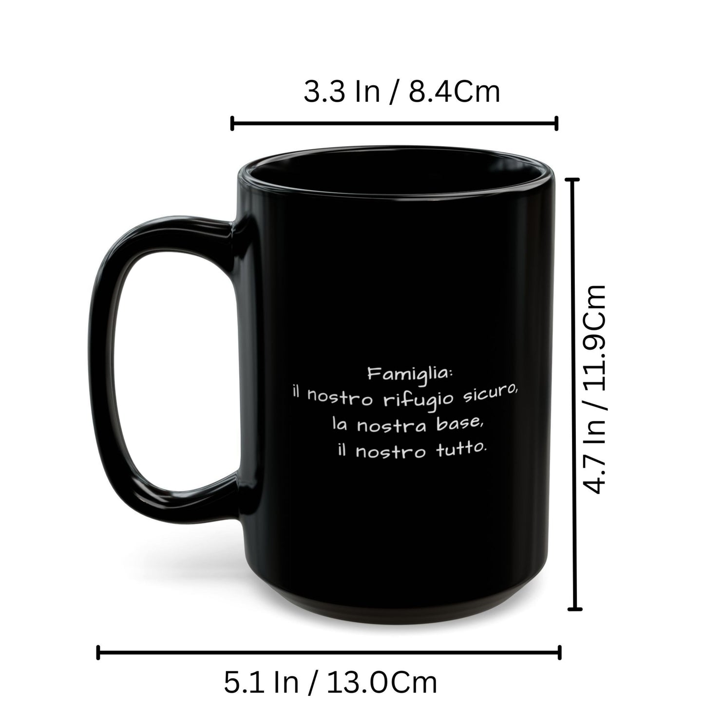 Tazza personalizzata, 425 ml Tutto nero Design quadrato Tazza da caffè in ceramica, Regalo personalizzato con foto, testo o logo