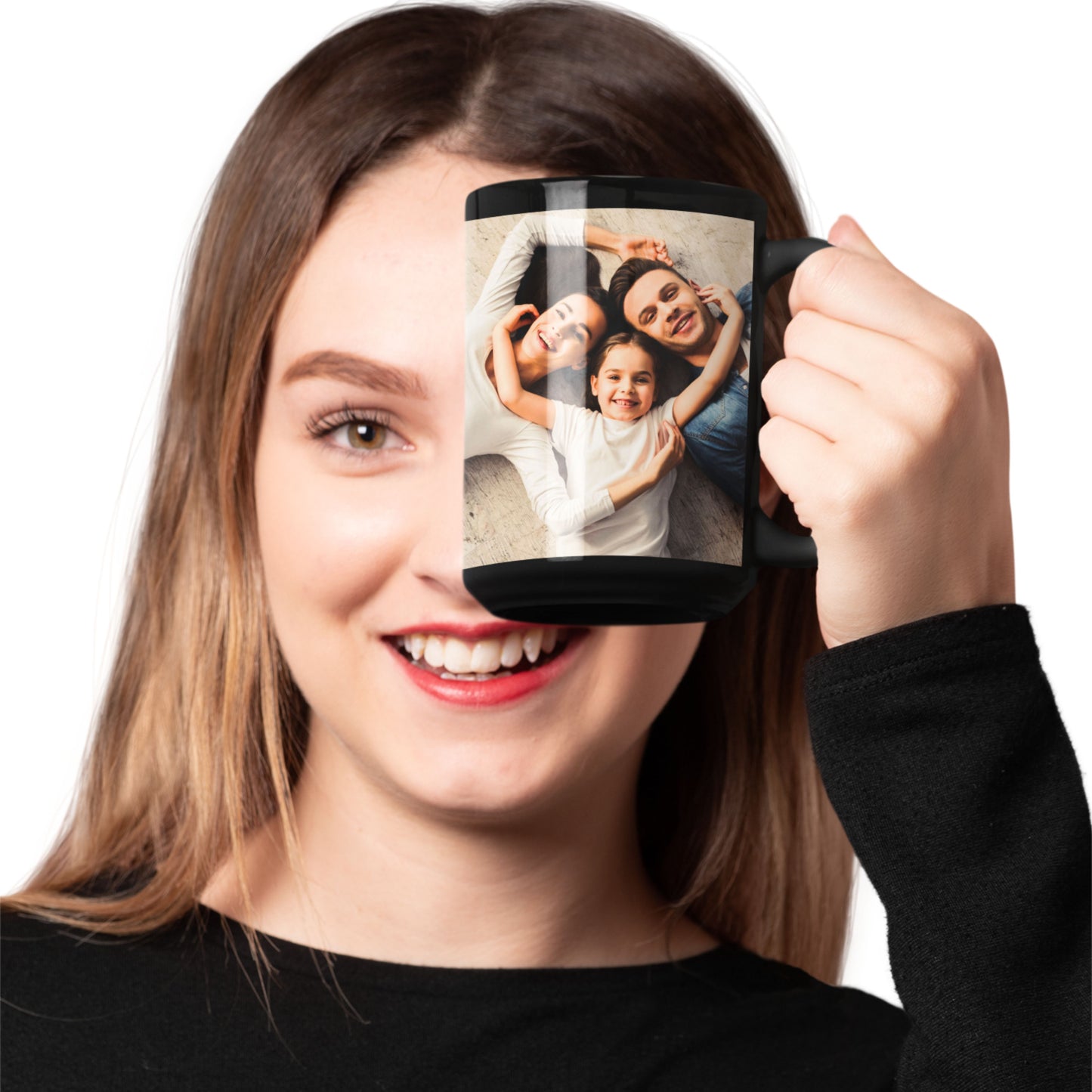 Custom Mug, 425ml All Black Square Design Ceramic Coffee Mug, Personalized Gift with Photo, Text or Logo
