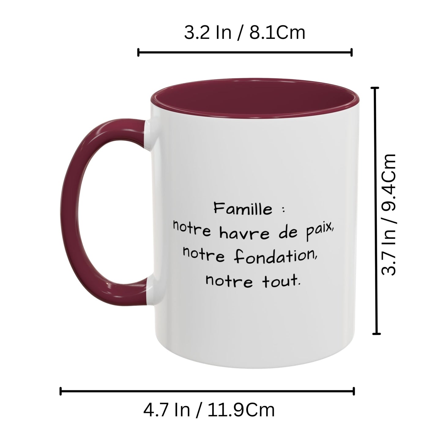 Custom Mug, 325ml White/Maroon Square Design Ceramic Coffee Mug, Personalized Gift with Photo, Text or Logo
