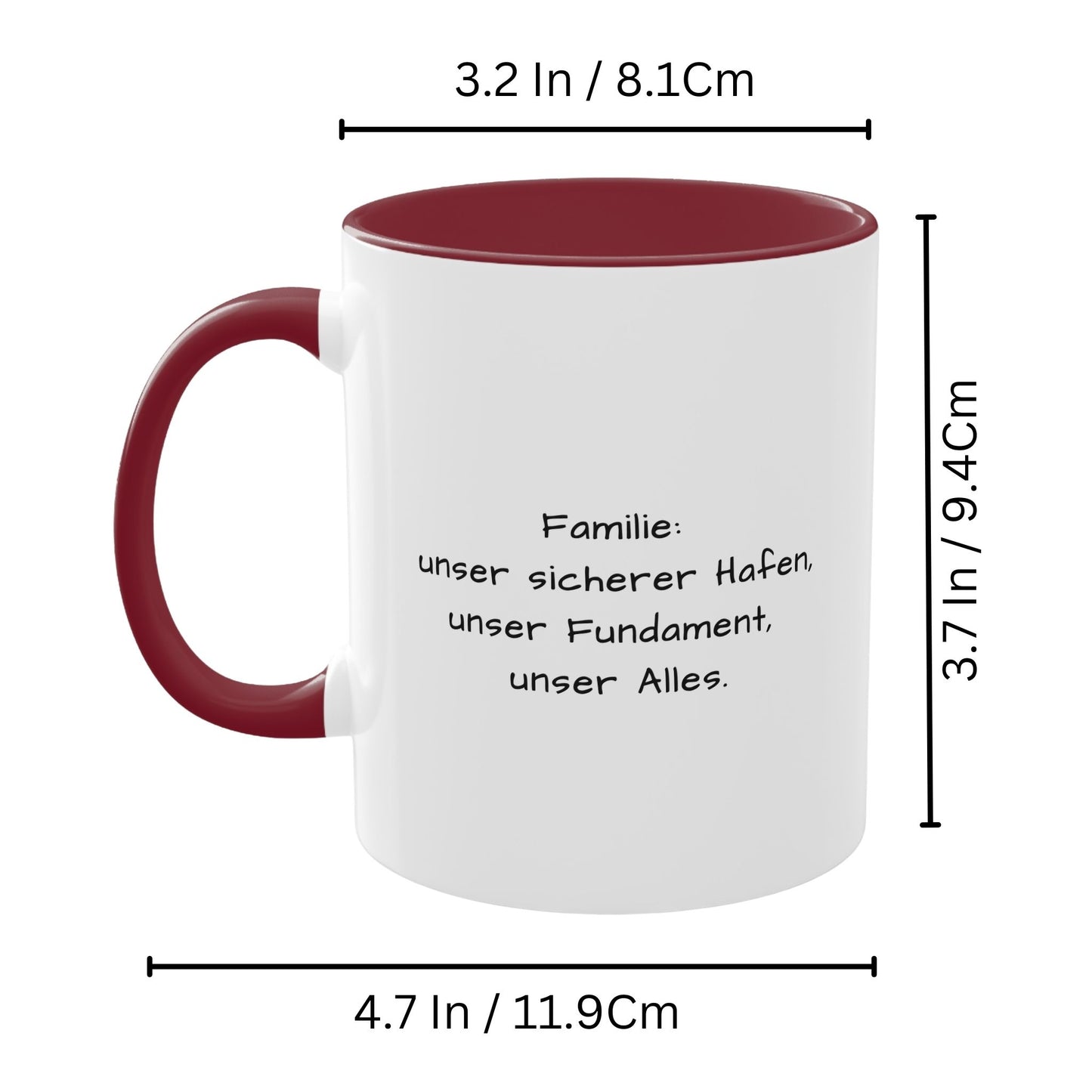 Mug personnalisé, 325 ml, blanc/marron, motif carré, en céramique, cadeau personnalisé avec photo, texte ou logo