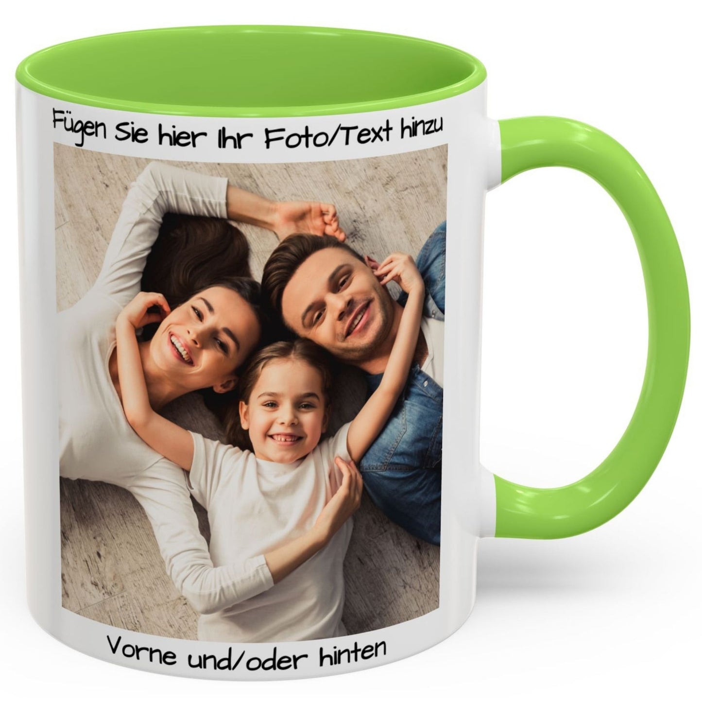 Custom Mug, 325ml White/Light Green Square Design Ceramic Coffee Mug, Personalized Gift with Photo, Text or Logo
