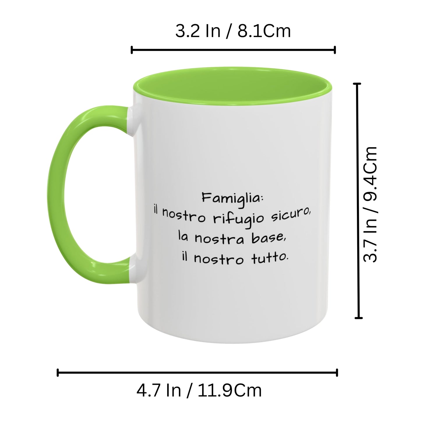 Tazza personalizzata, 325 ml Bianco/verde chiaro Design quadrato Tazza da caffè in ceramica, Regalo personalizzato con foto, testo o logo