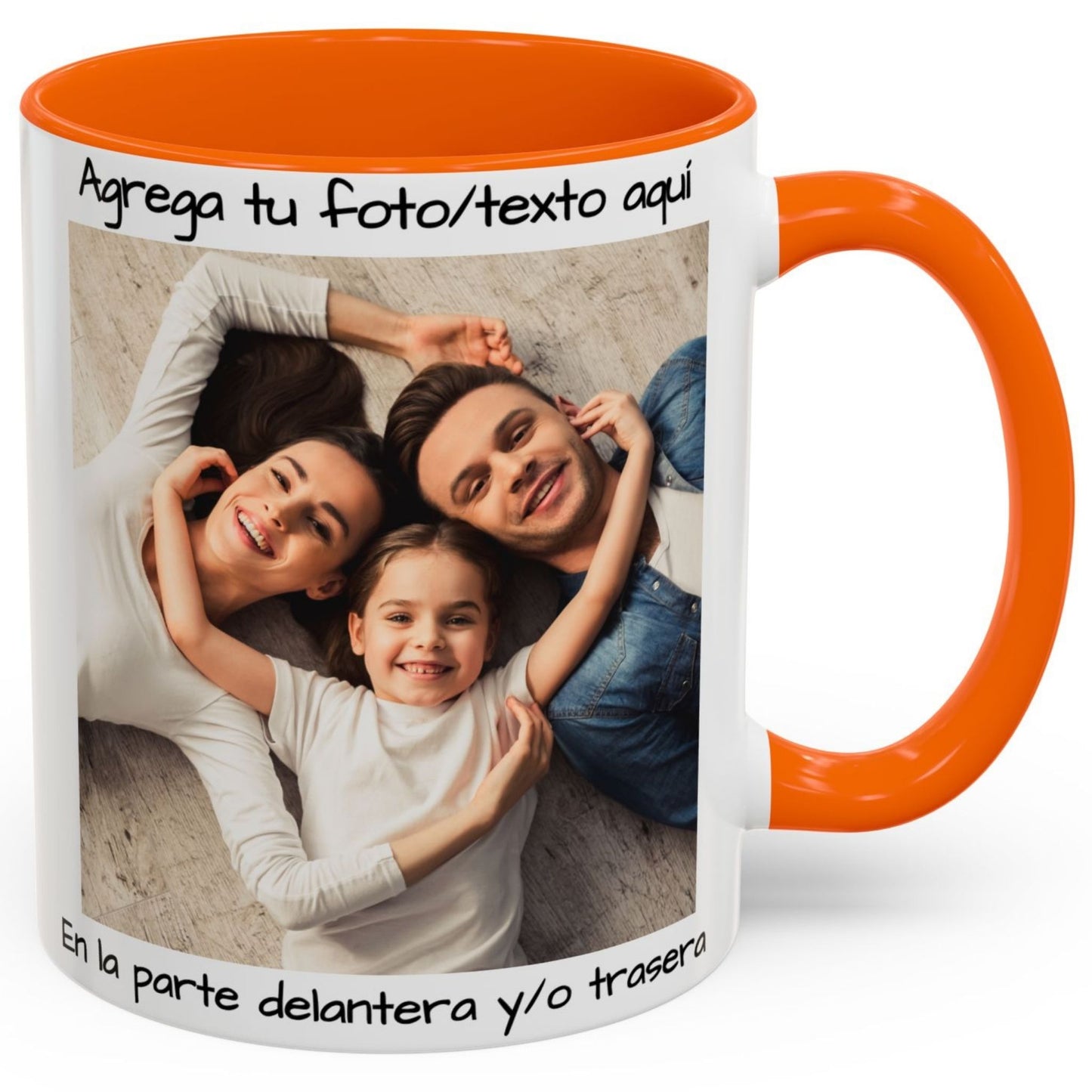 Tasse personnalisée, 325 ml Blanc/orange Design carré Céramique, Cadeau personnalisé avec photo, texte ou logo