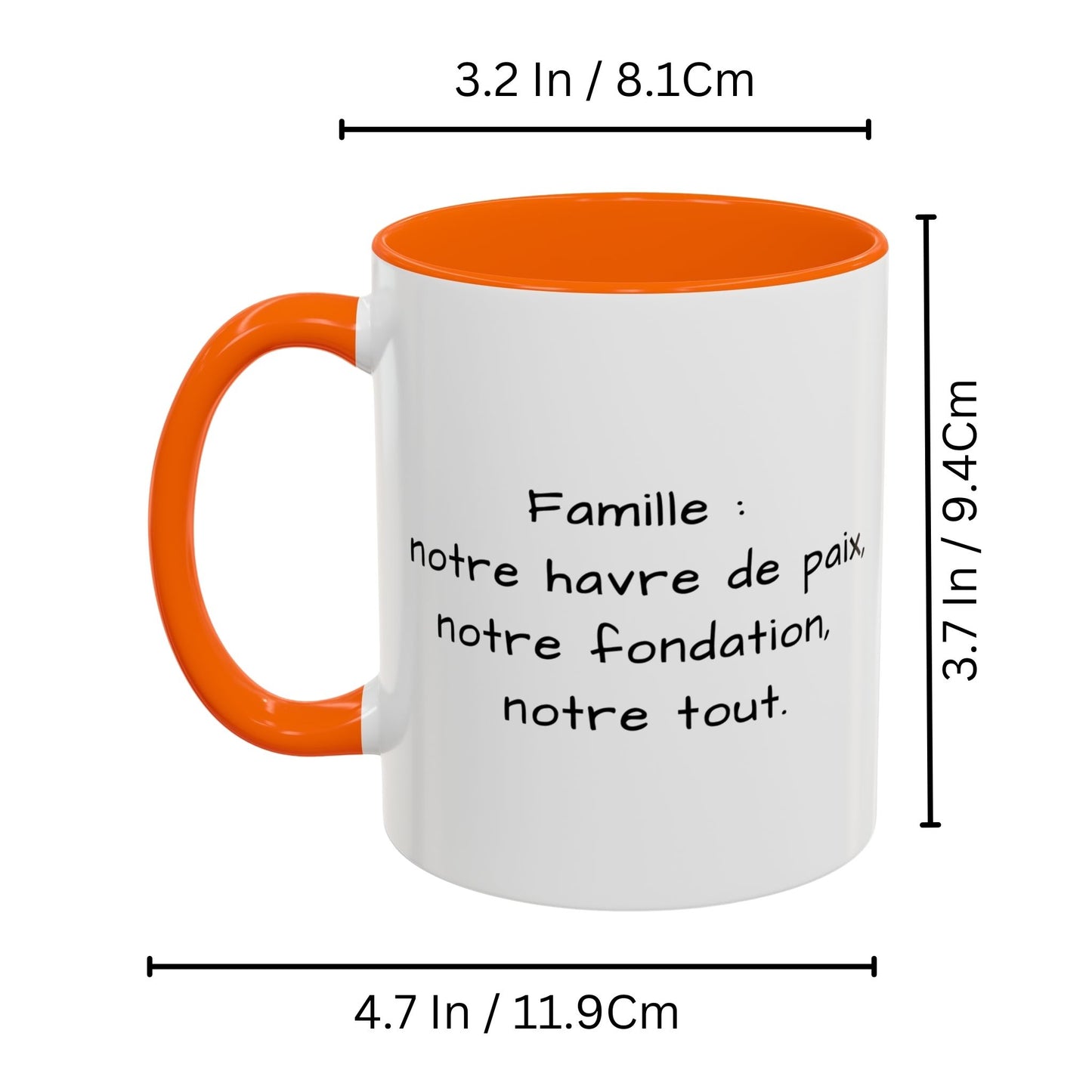 Tasse personnalisée, 325 ml, en céramique, blanche/orange, motif carré, cadeau personnalisé avec photo, texte ou logo
