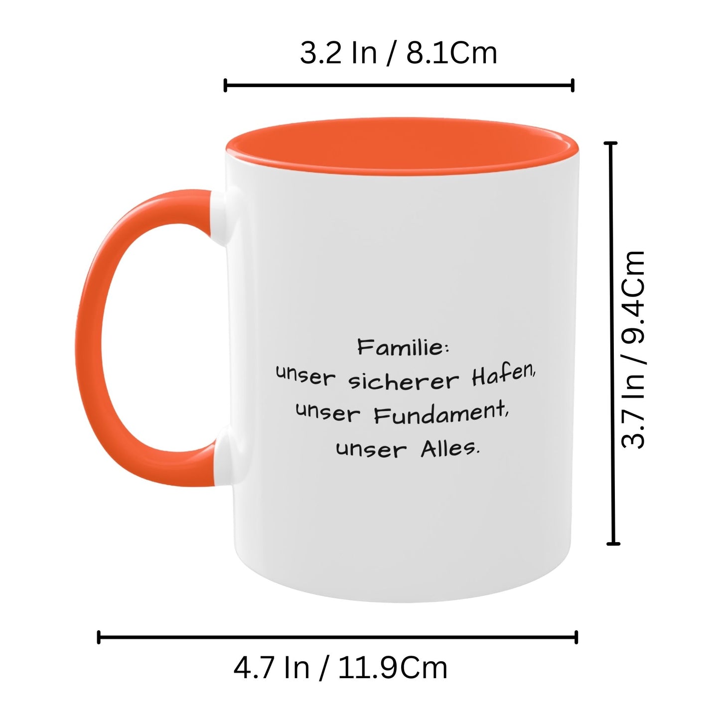 Personalisierte Tasse, weiß/orange, 325 ml, mit Foto, Text oder Logo, quadratisches Design