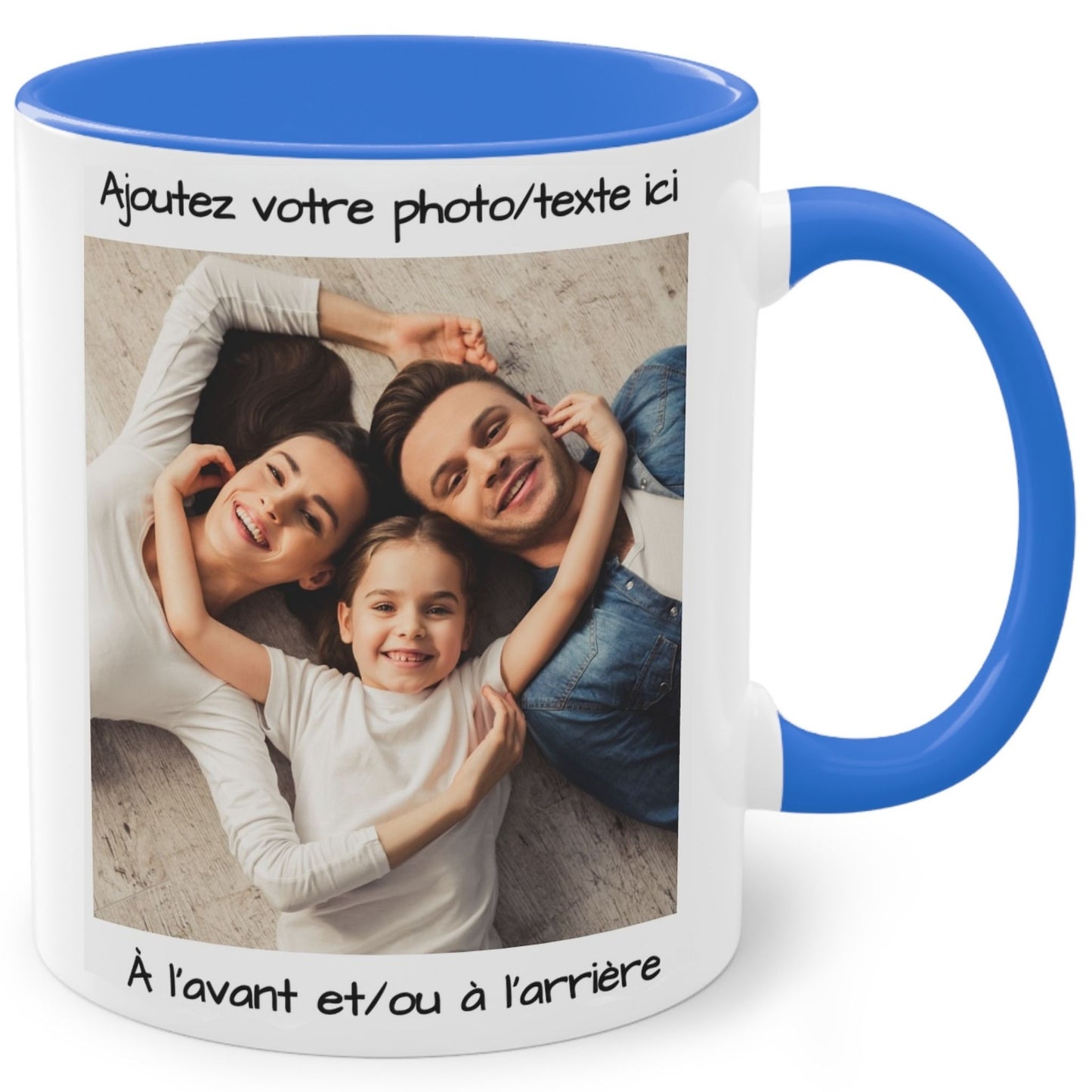Custom Mug, 325ml White/Cambridge Blue Square Design Ceramic Coffee Mug, Personalized Gift with Photo, Text or Logo