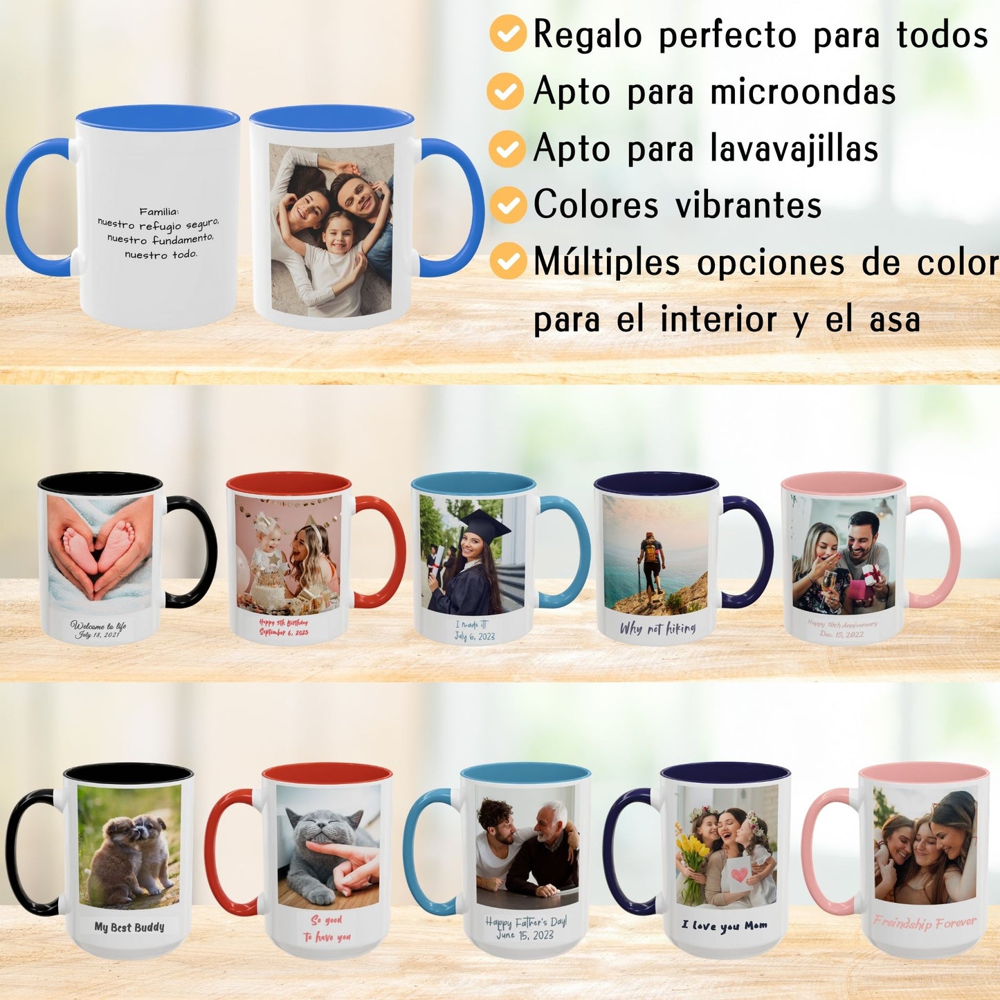 Tasse personnalisée, 325ml Blanc/bleu Cambridge Design carré Céramique Tasse à café, Cadeau personnalisé avec photo, texte ou logo