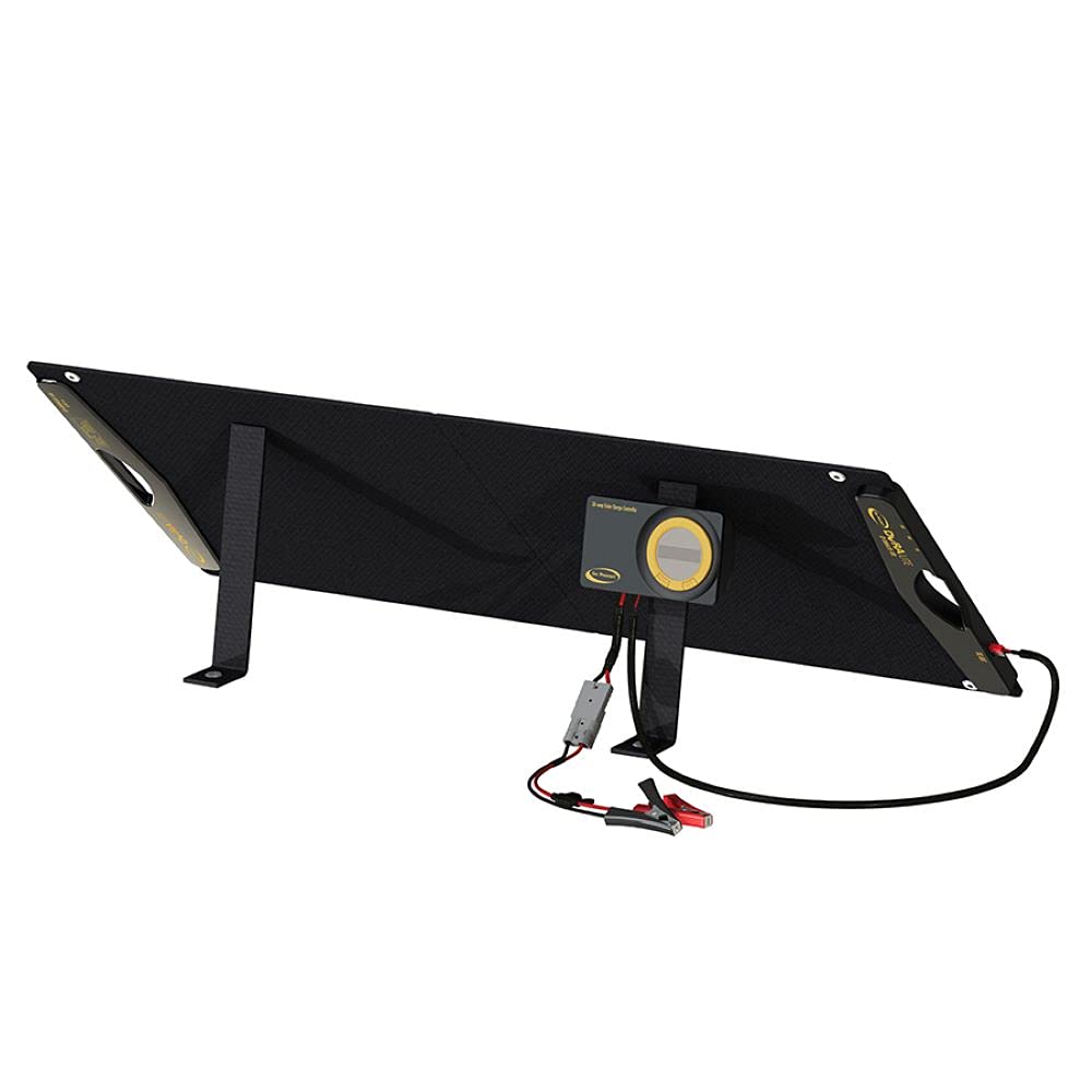 Go Power DuraLite 100-Watt Solar Panel with 30-Amp PWM Charge Controller, Foldable, High-Efficiency Monocrystalline Cells, Expandable to 300-Watt, Ideal for Camping, RVs, Campers, ATVs, Boats - Black, GP-DURALITE-100