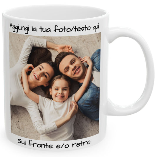 Custom Mug, 11oz All White Square Design Ceramic Coffee Mug, Personalized Gift with Photo, Text or Logo