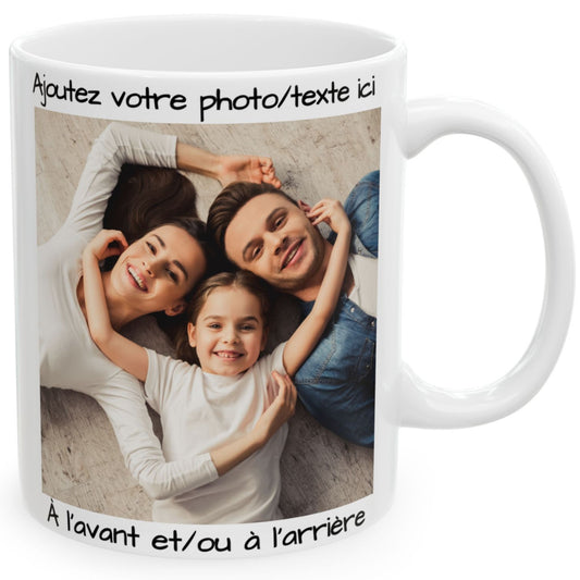 Custom Mug, 11oz All White Square Design Ceramic Coffee Mug, Personalized Gift with Photo, Text or Logo