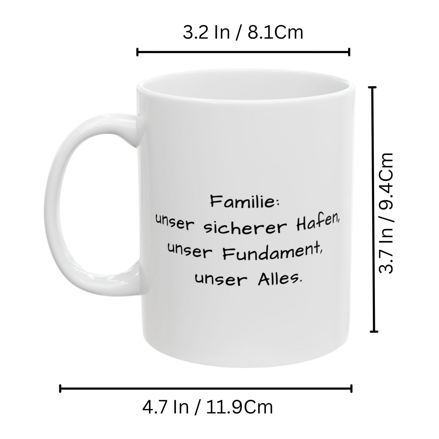 Tasse nach Wunsch, 325ml, reinweißer, quadratischer Keramik-Kaffeebecher, personalisiertes Geschenk mit Foto, Text oder Logo