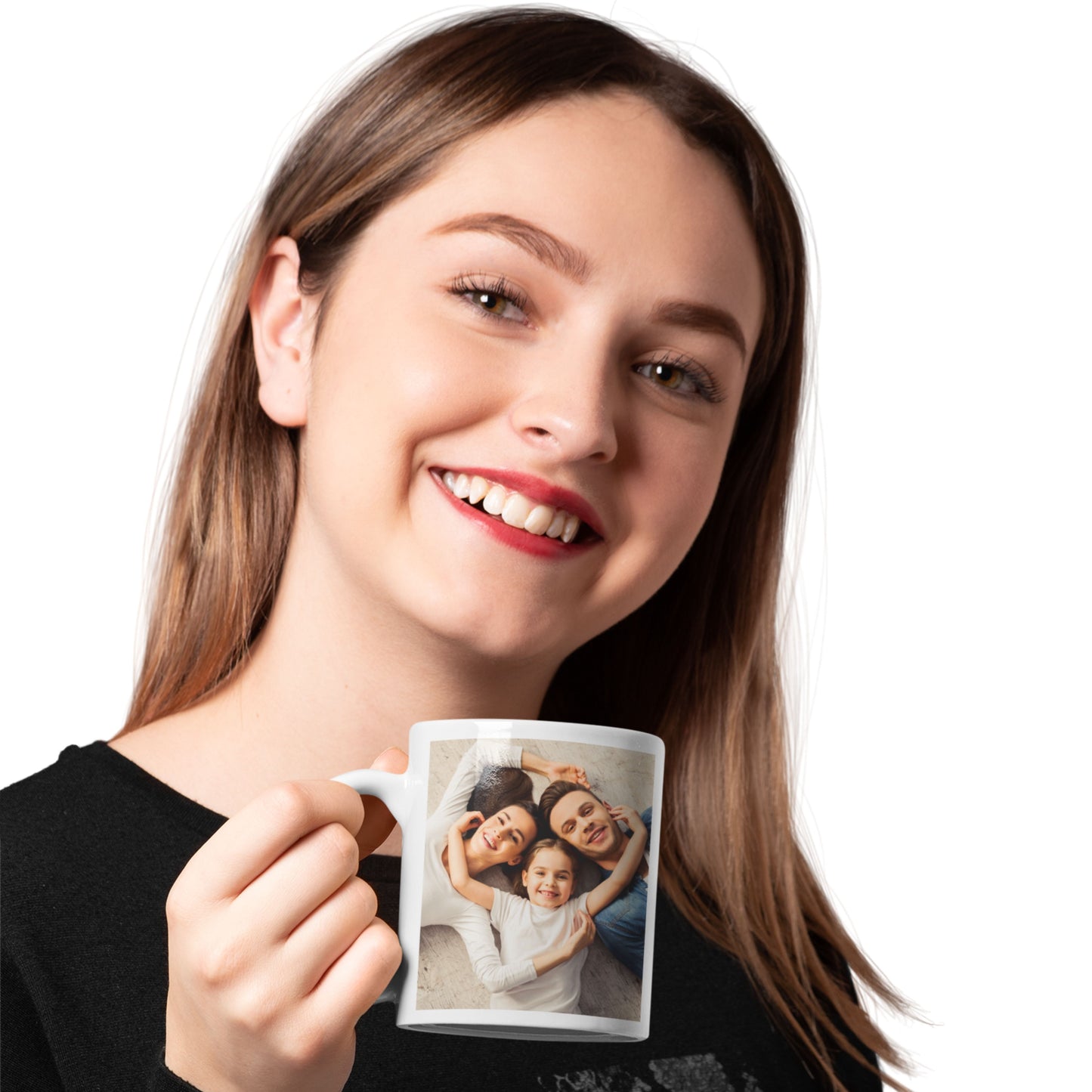 Tazza personalizzata, 325 ml Tutto bianco Design quadrato Tazza da caffè in ceramica, Regalo personalizzato con foto, testo o logo