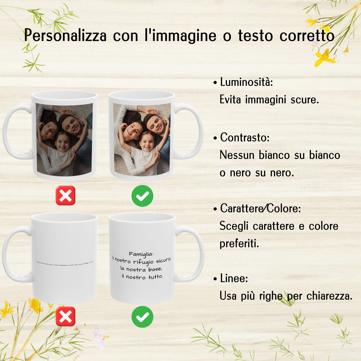 Tazza personalizzata, 325 ml Tutto bianco Design quadrato Tazza da caffè in ceramica, Regalo personalizzato con foto, testo o logo