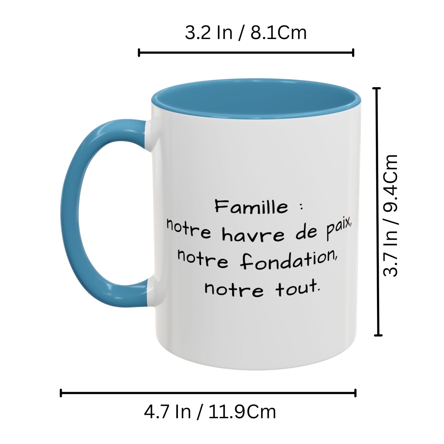 Custom Mug, 325ml White/Light Blue Square Design Ceramic Coffee Mug, Personalized Gift with Photo, Text or Logo