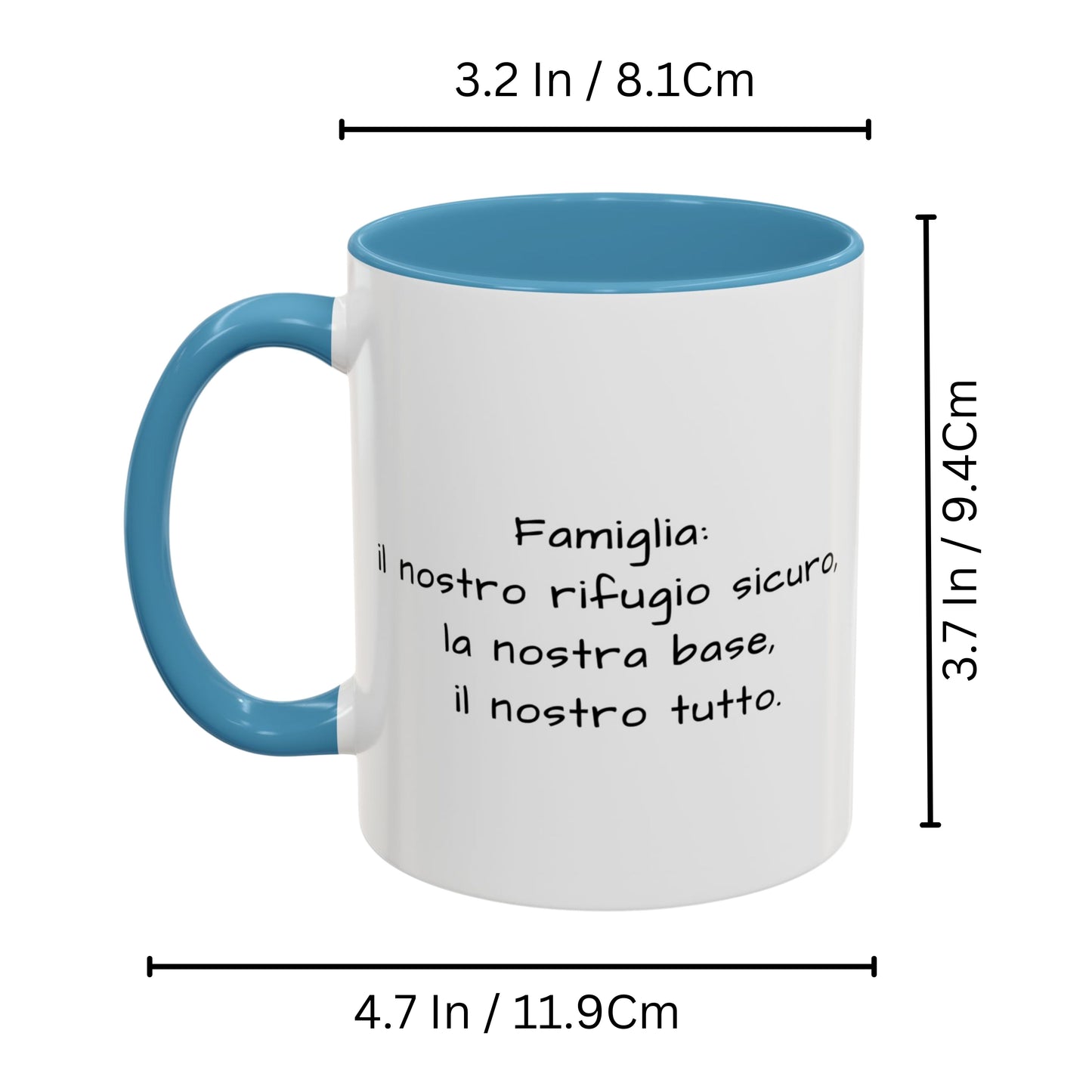 Tazza personalizzata, 325 ml Bianco/azzurro chiaro Design quadrato Tazza da caffè in ceramica, Regalo personalizzato con foto, testo o logo