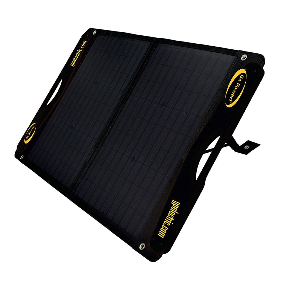 Go Power DuraLite 100-Watt Solar Panel with 30-Amp PWM Charge Controller, Foldable, High-Efficiency Monocrystalline Cells, Expandable to 300-Watt, Ideal for Camping, RVs, Campers, ATVs, Boats - Black, GP-DURALITE-100