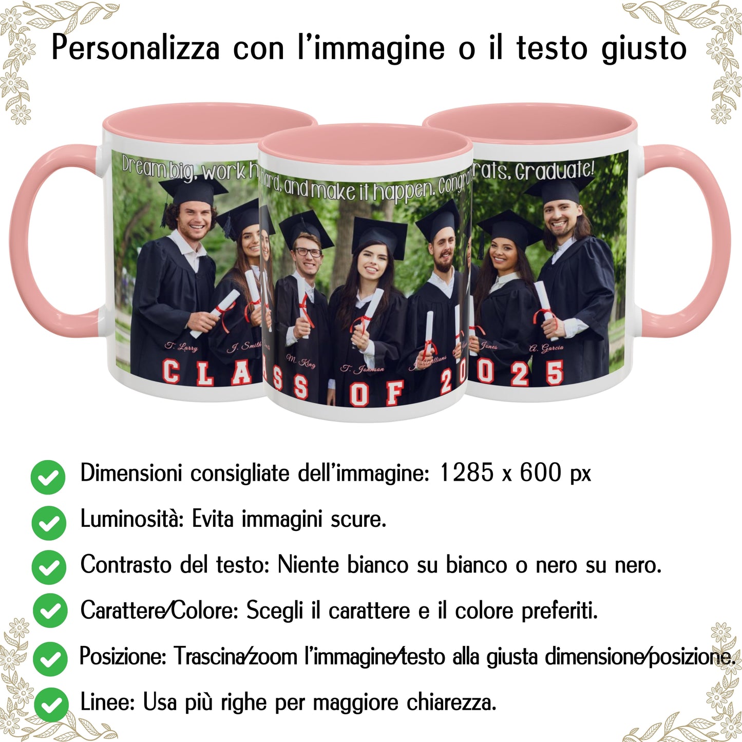 Personalisierte Tasse, 325 ml Weiß/Pink Rundum-Design Keramiktasse, Individuelles Geschenk mit Foto, Text oder Logo