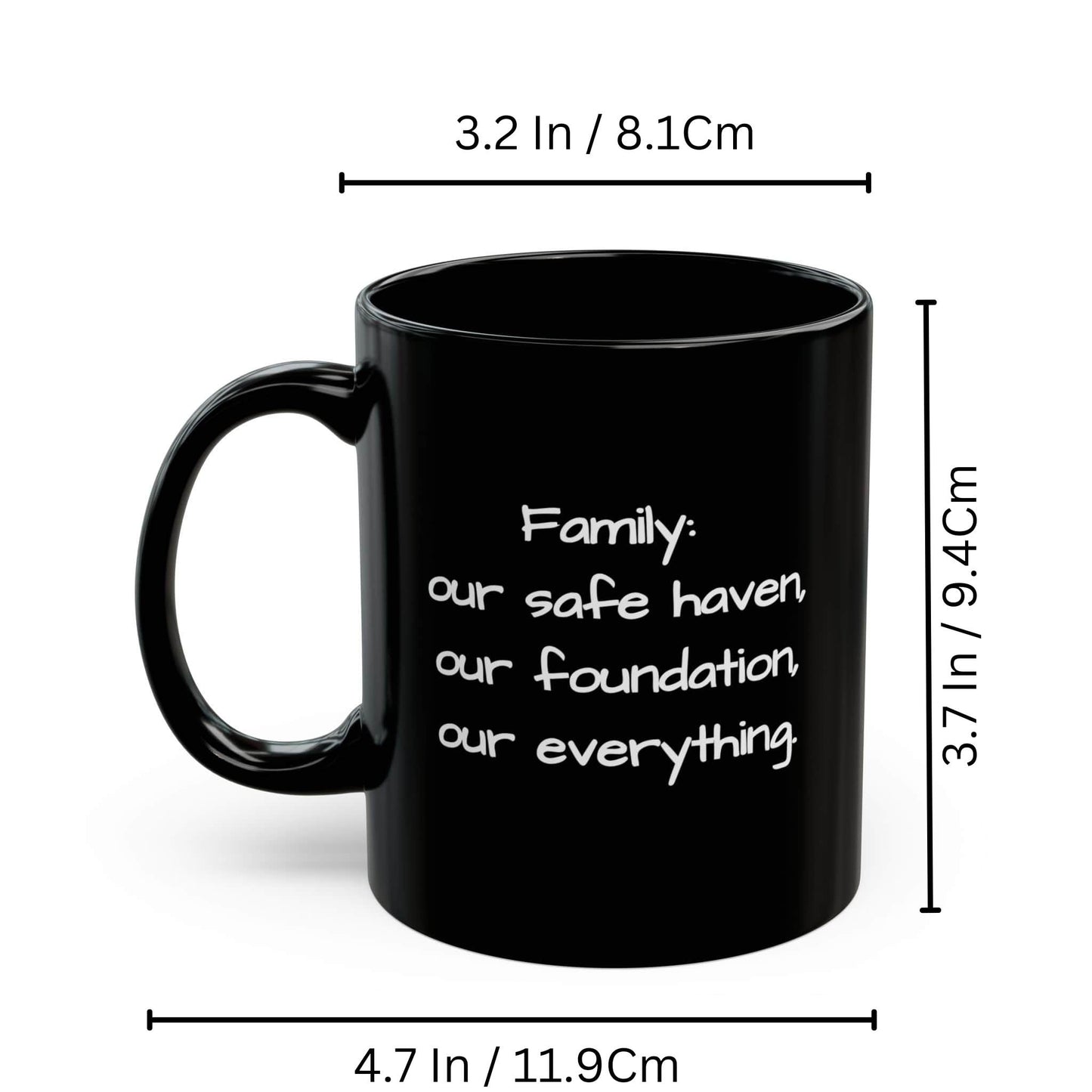Custom Mug All Black 11oz, Personalized Gift with Photo, Text or Logo, Square Design