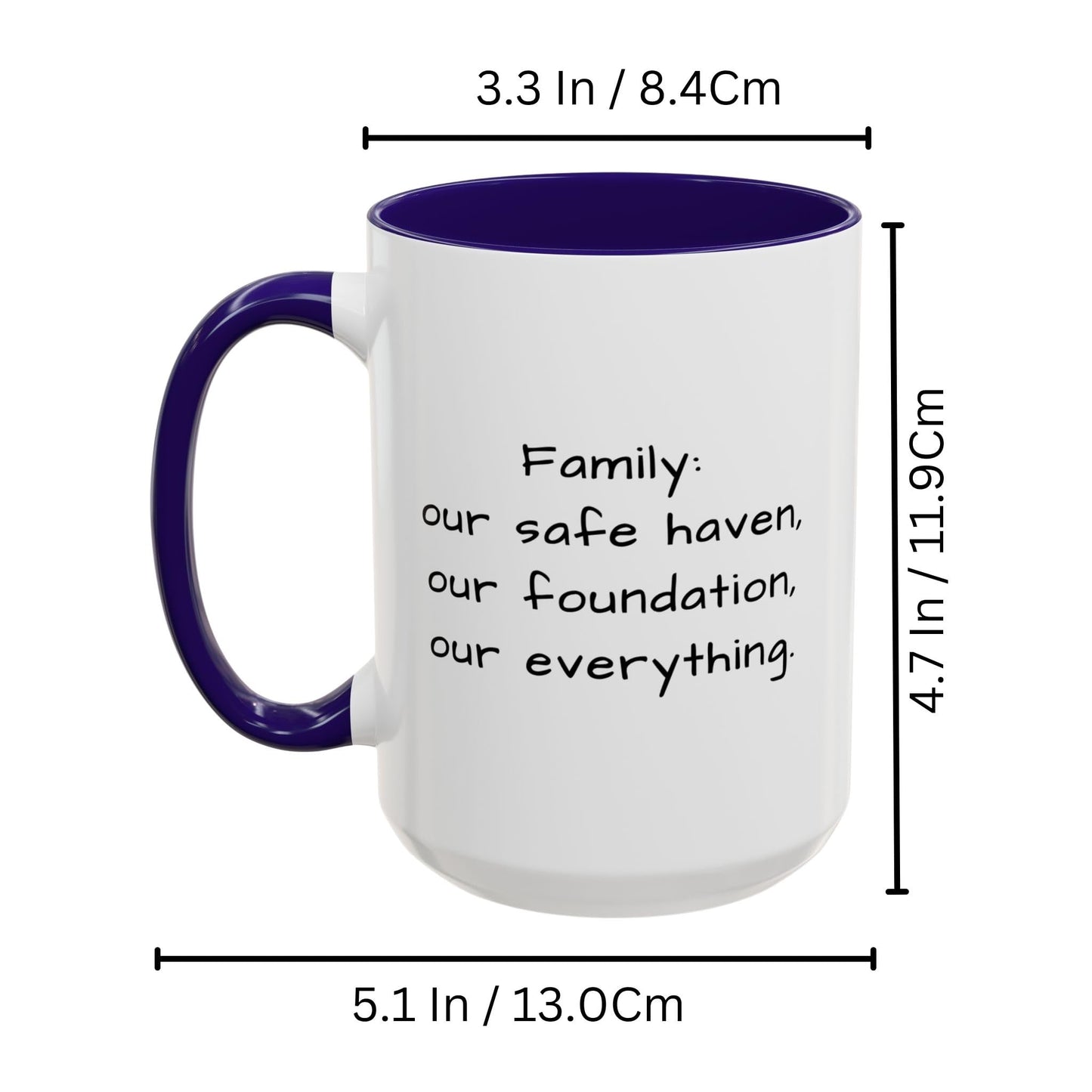 Mug personnalisé, Tasse à café en céramique 44 cl blanche/bleue motif carré, Cadeau personnalisé avec photo, texte ou logo