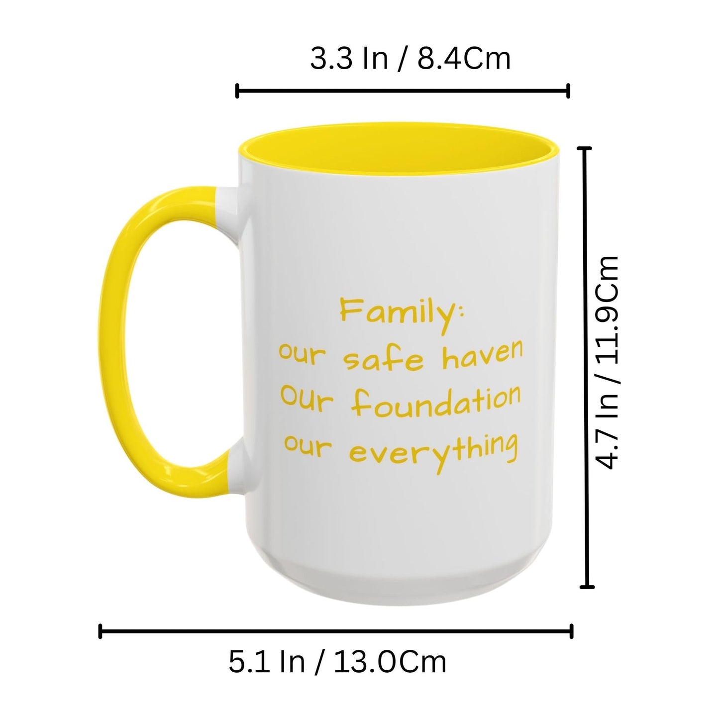 Custom Mug White/Yellow 15oz, Personalized Gift with Photo, Text or Logo, Square Design