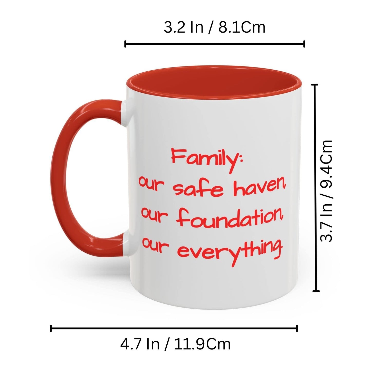 Custom Mug White/Red 11oz, Personalized Gift with Photo, Text or Logo, Square Design