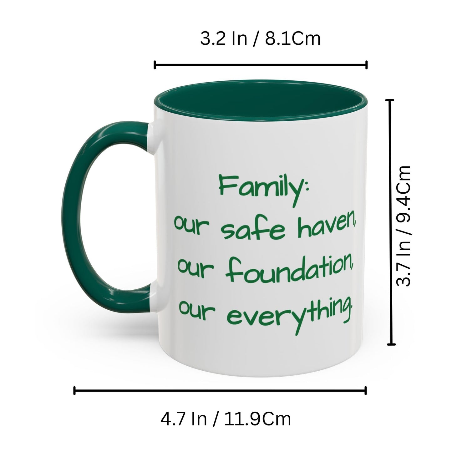 Custom Mug White/Green 11oz, Personalized Gift with Photo, Text or Logo, Square Design