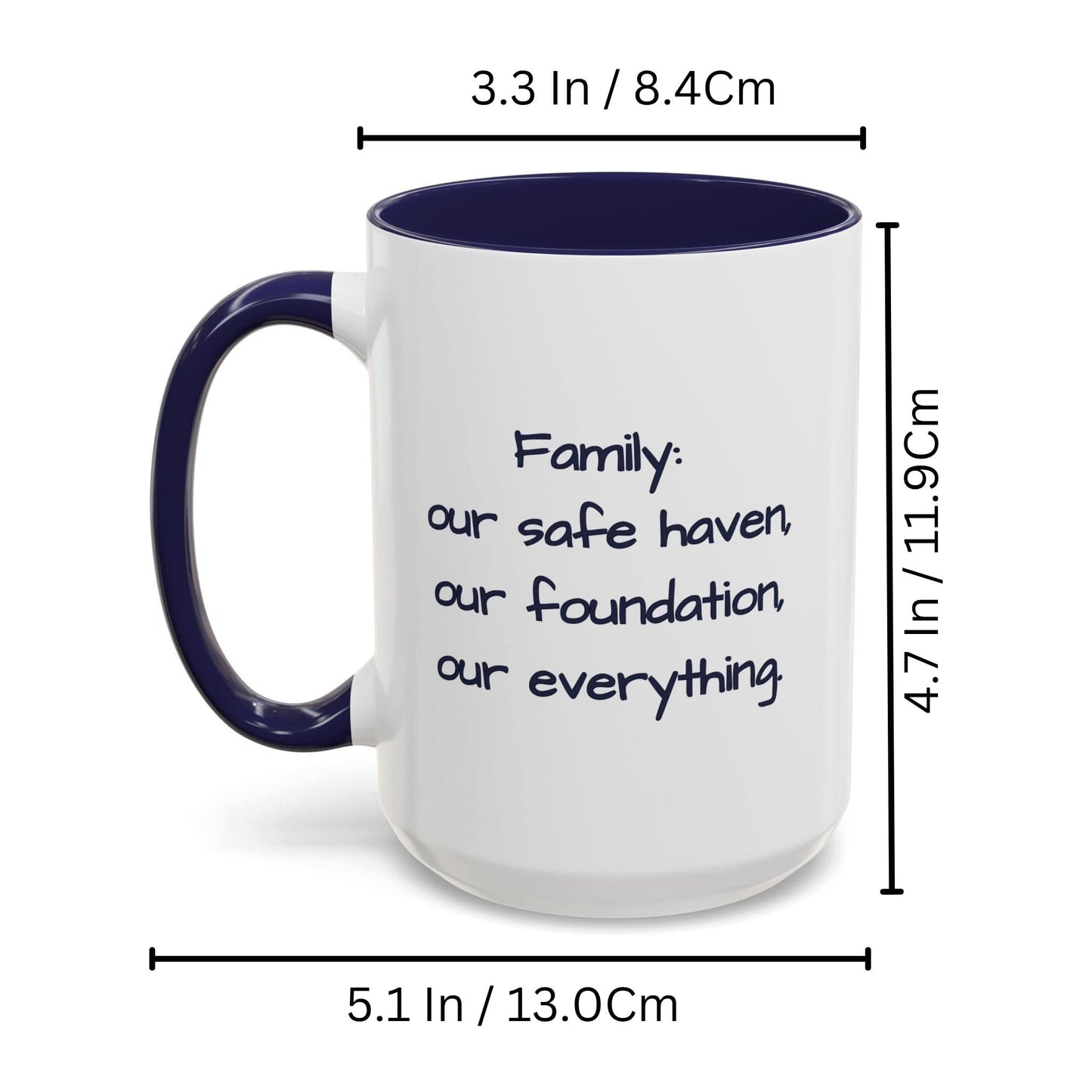 Mug personnalisé, mug en céramique blanc/bleu marine de 44 cl avec motif carré, cadeau personnalisé avec photo, texte ou logo