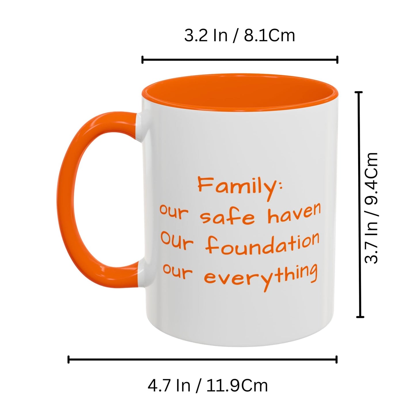 Custom Mug White/Orange 11oz, Personalized Gift with Photo, Text or Logo, Square Design