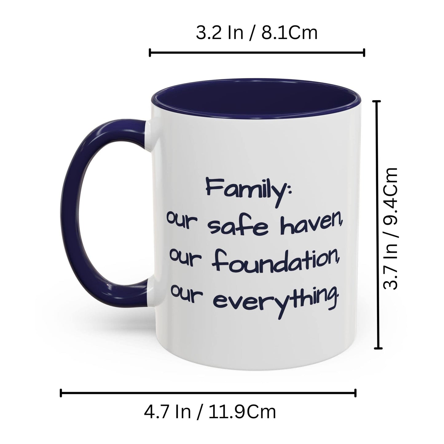 Custom Mug White/Navy 11oz, Personalized Gift with Photo, Text or Logo, Square Design